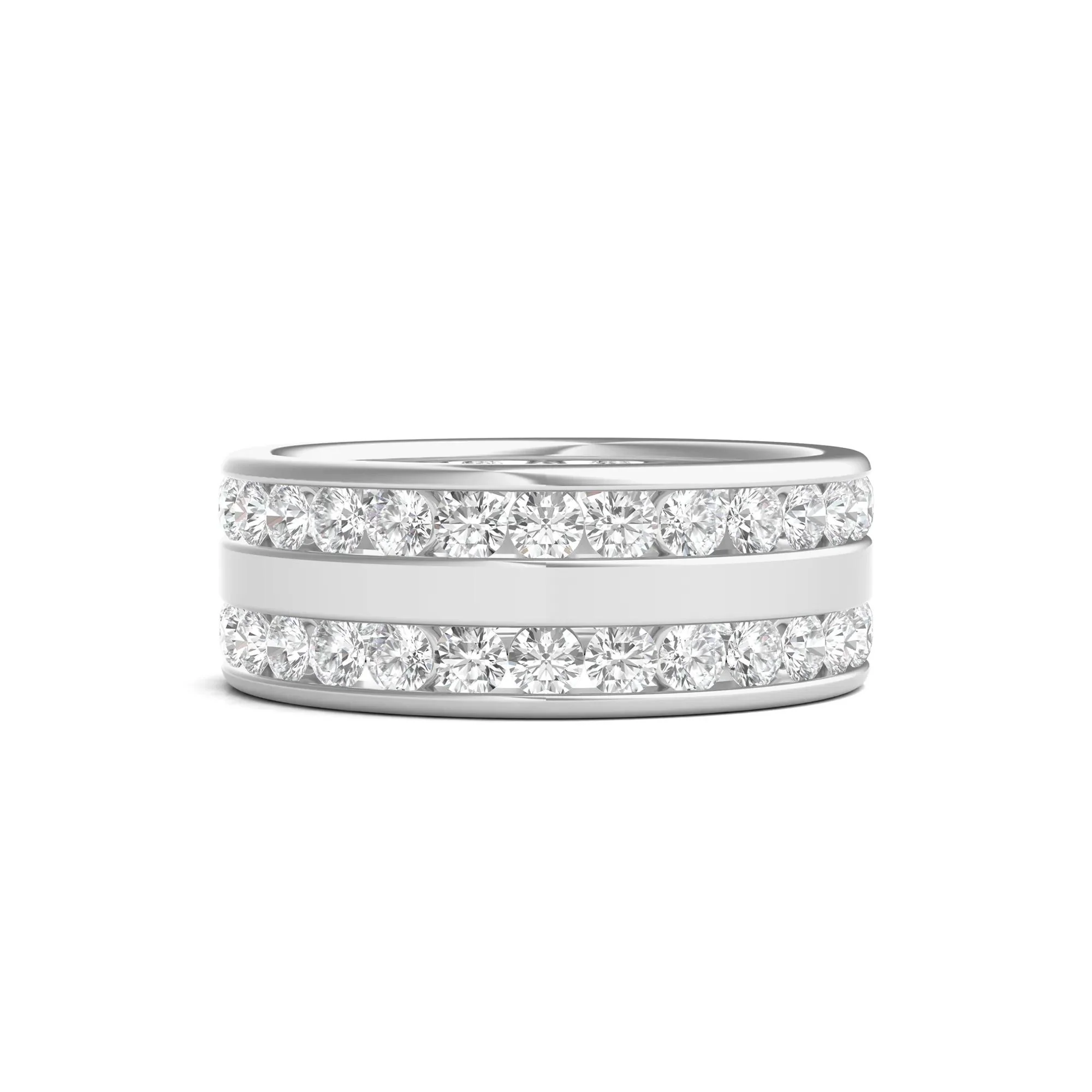 Round Lab Grown Diamond Double-Row Eternity Band Ring Platinum (3 5/8ct. Tw.) White Size 7.5