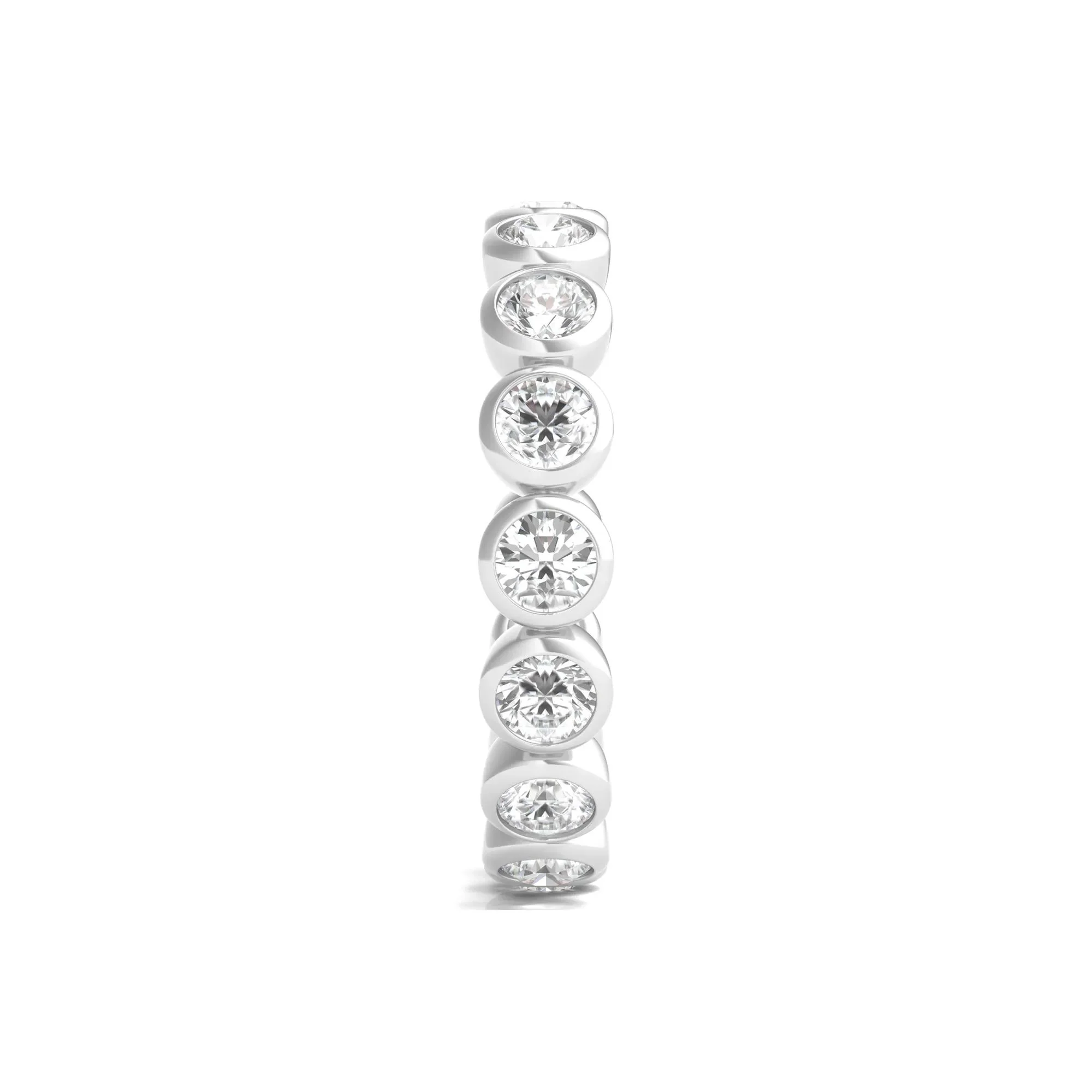2 CT. Tw. Round Lab Grown Diamond Bezel-Set Eternity Band Ring Platinum White Size 5 - Image 3