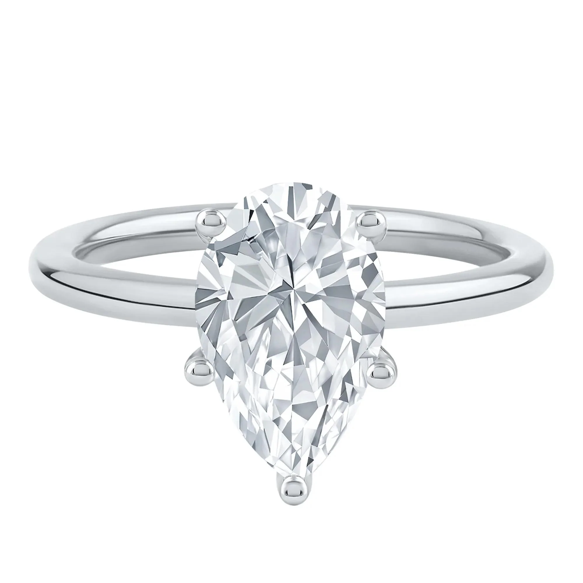 Lab Grown Diamond Pear-Shaped Solitaire Engagement Ring 14K White Gold (2 CT.) Size 6 2mm