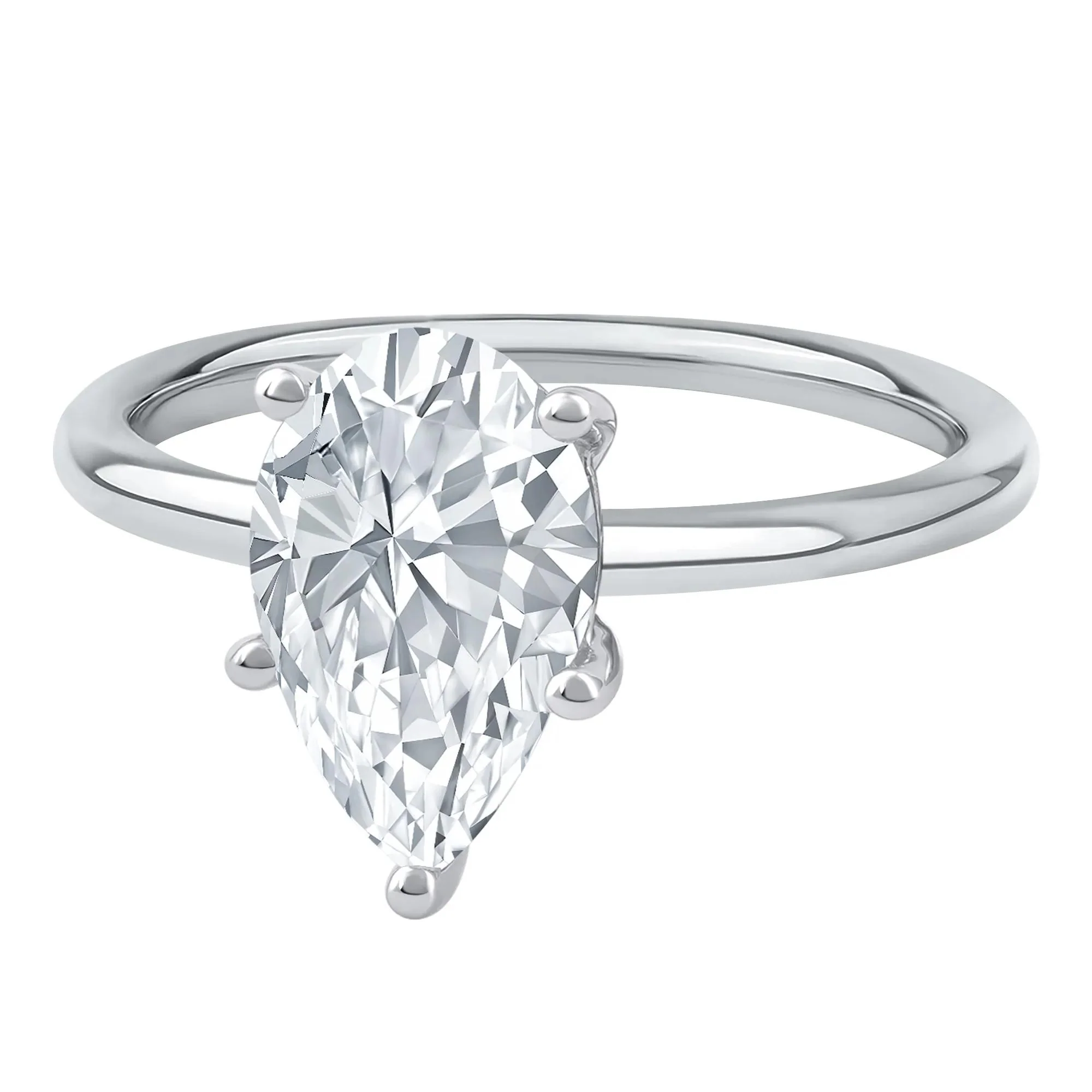 Lab Grown Diamond Pear-Shaped Solitaire Engagement Ring 14K White Gold (2 CT.) Size 7.5 2mm - Image 4