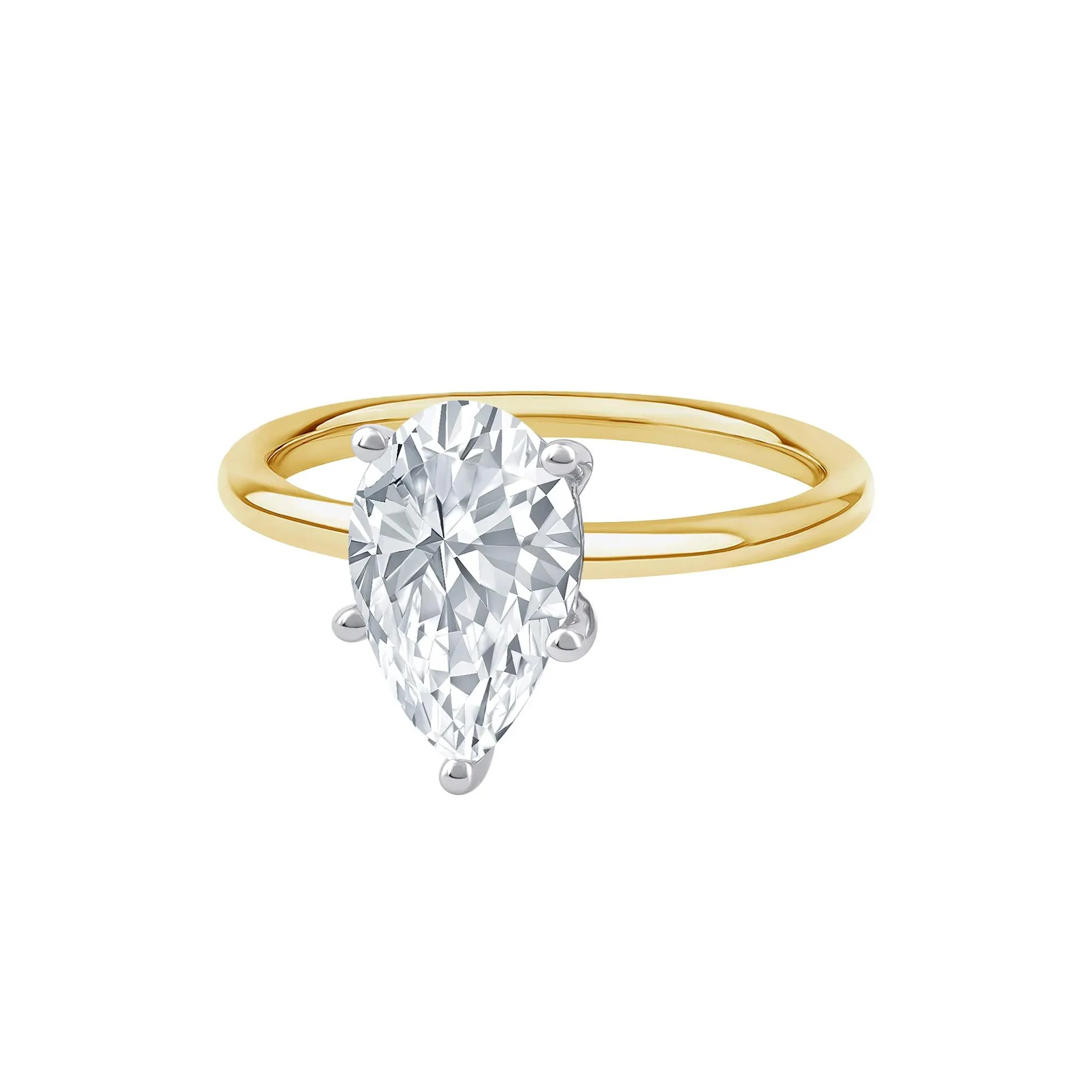 Lab Grown Diamond Pear-Shaped Solitaire Engagement Ring 14K Yellow Gold (2 CT.) Size 4.5 2mm - Image 4