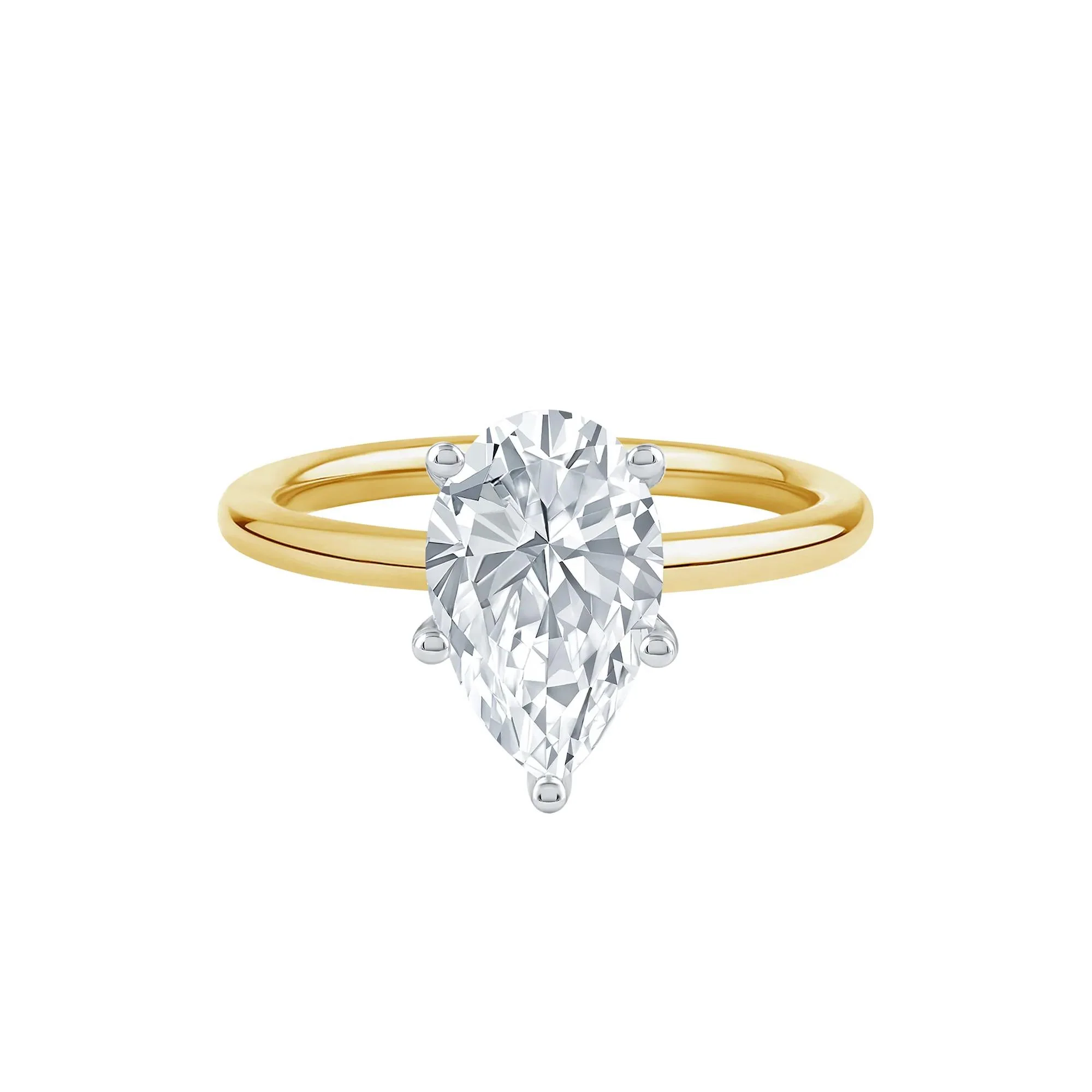 Lab Grown Diamond Pear-Shaped Solitaire Engagement Ring 14K Yellow Gold (2 CT.) Size 8 2mm
