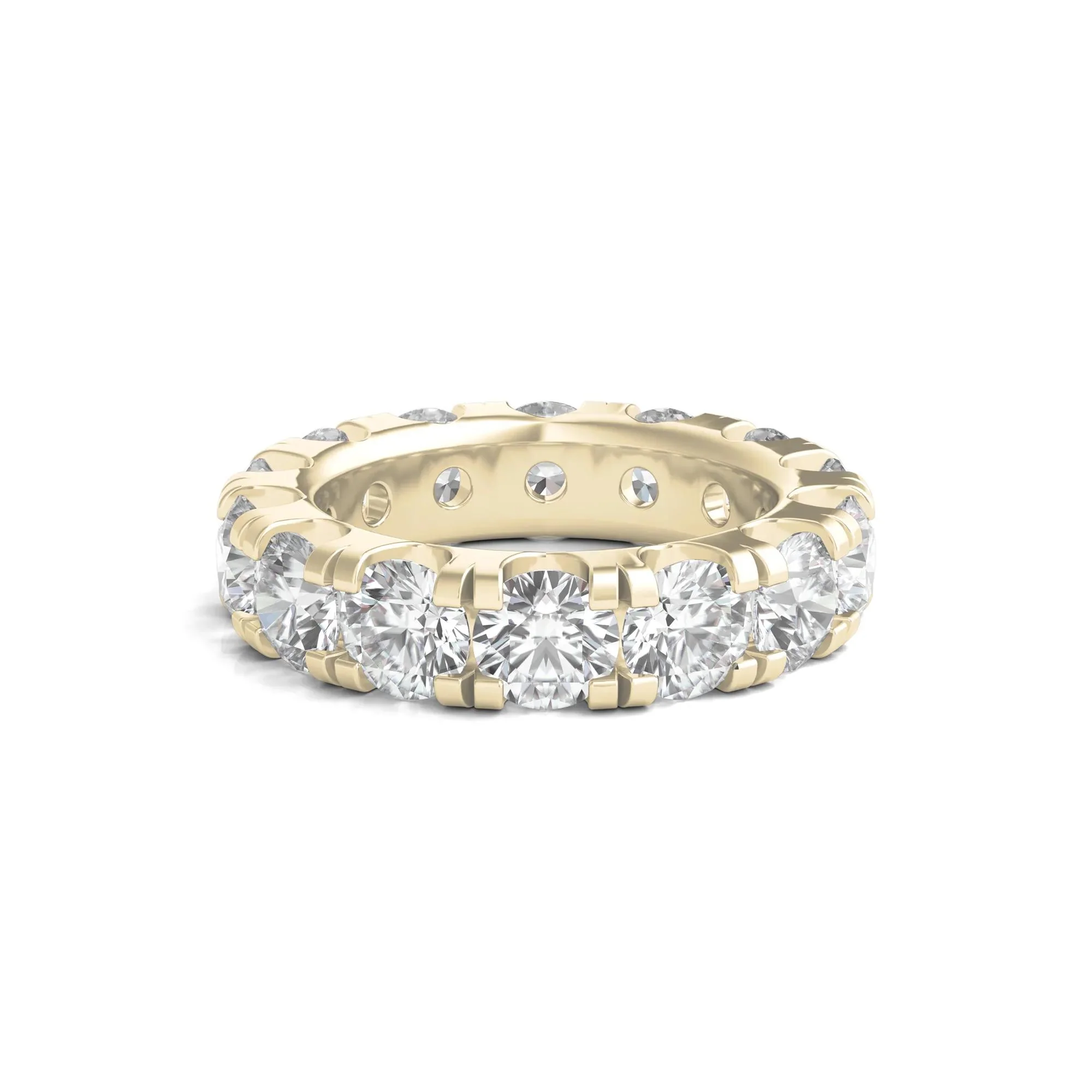 7 CT. Tw. Lab Grown Round Diamond Eternity Band Ring 14K Yellow Gold Round Brilliant Cut Size 6.5 2mm