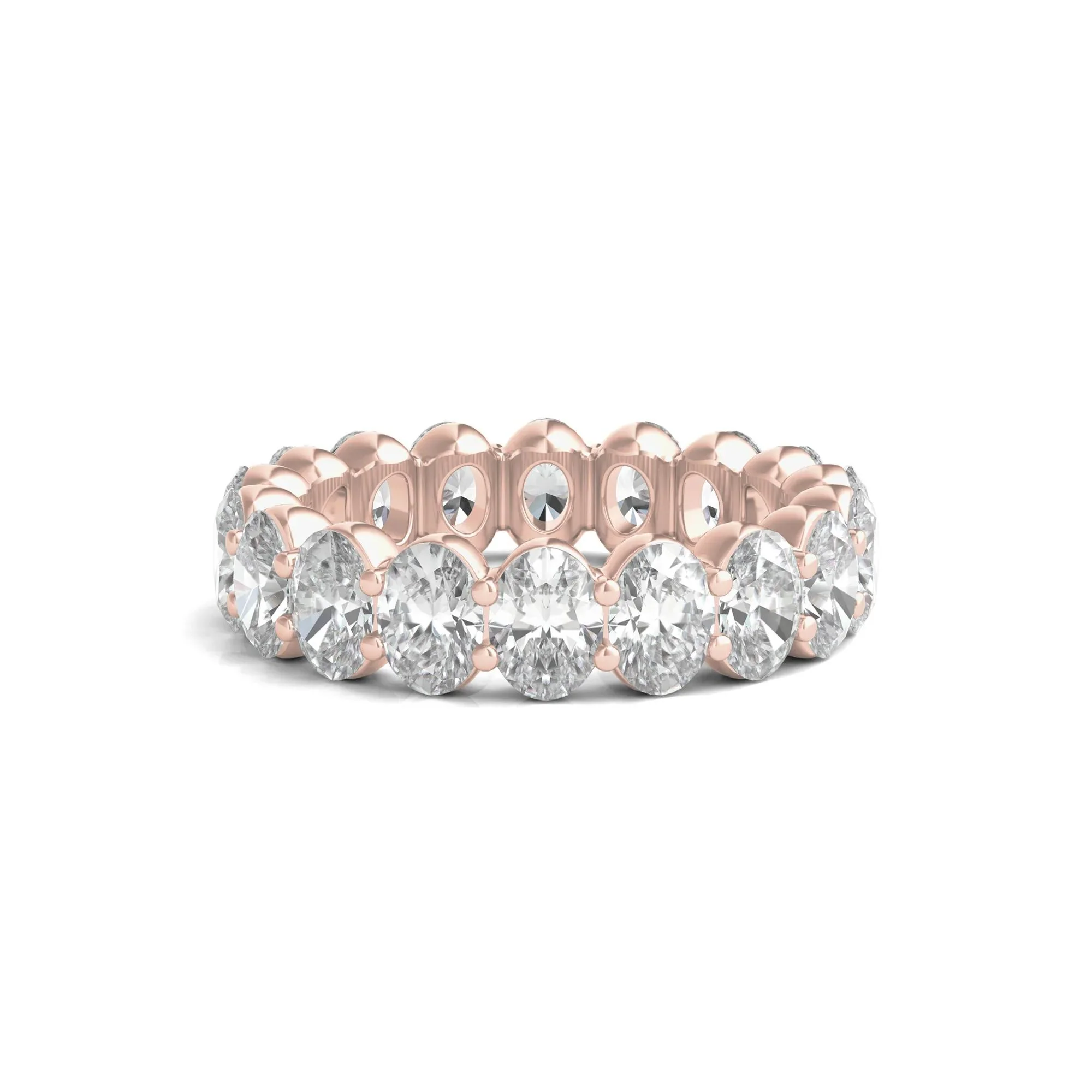 6 CT. Tw. Lab Grown Oval Diamond Eternity Band Ring 14K Rose Gold Size 6 2mm