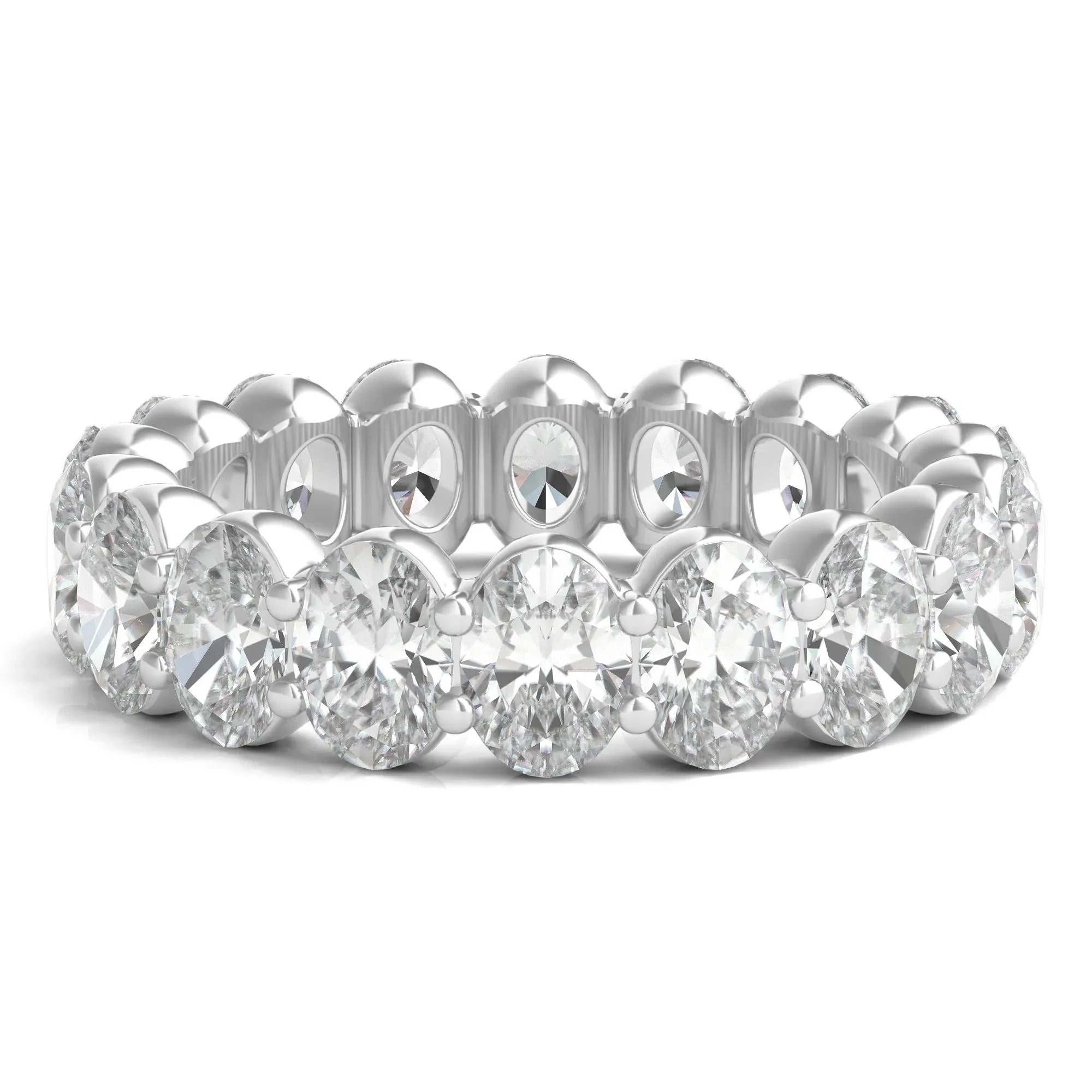 6 CT. Tw. Lab Grown Oval Diamond Eternity Band Ring 14K White Gold Size 9 2mm