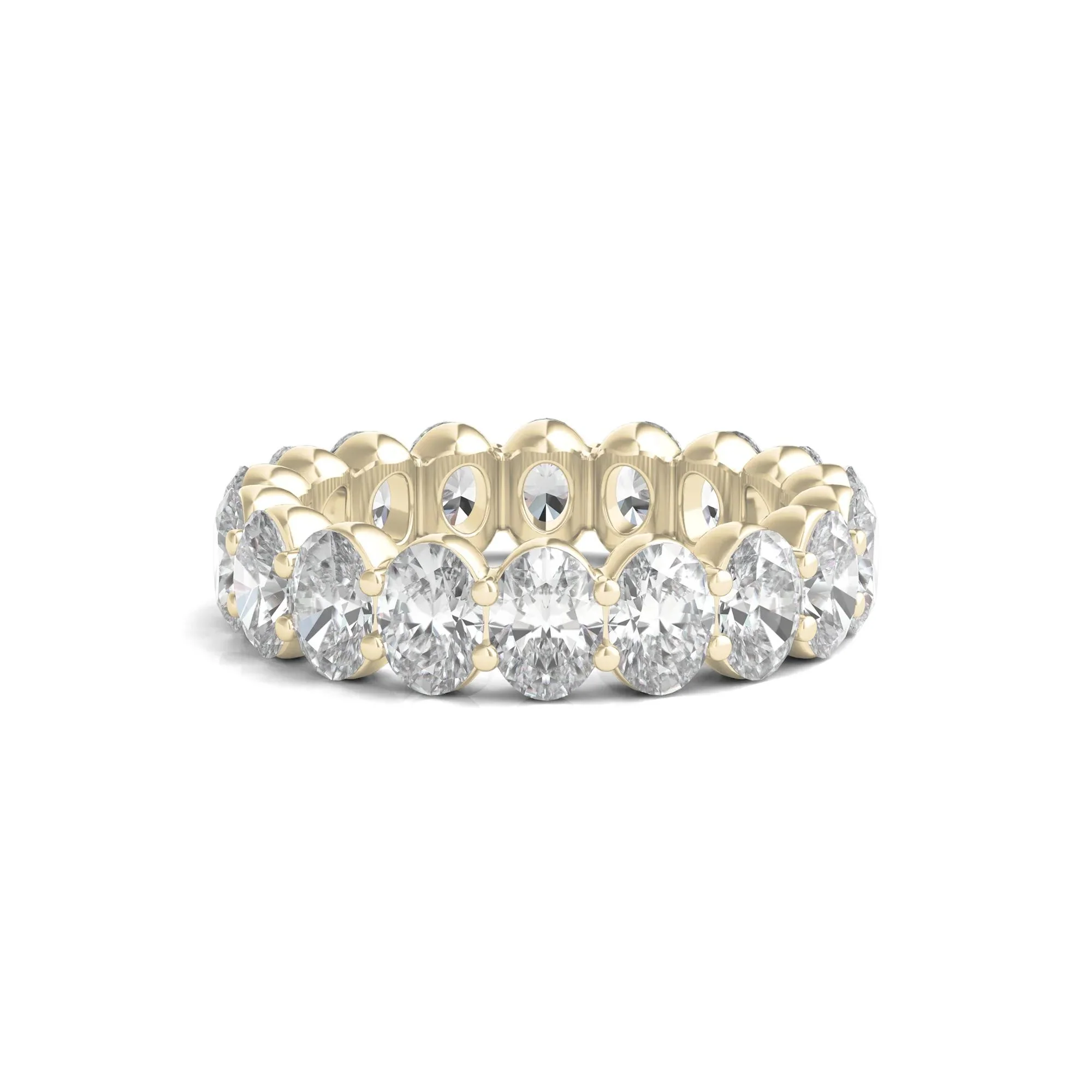 6 CT. Tw. Lab Grown Oval Diamond Eternity Band Ring 14K Yellow Gold Size 8 2mm