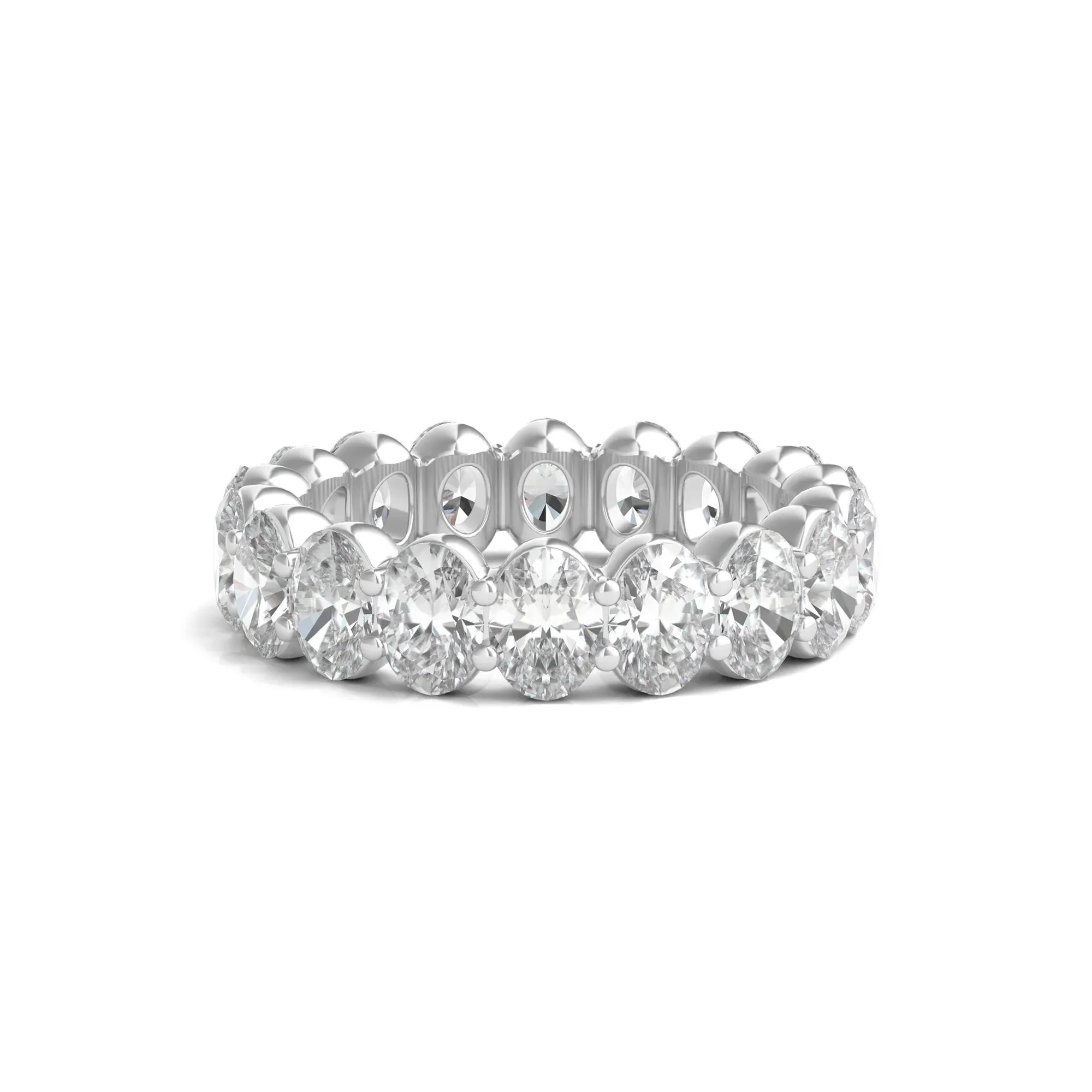 6 CT. Tw. Lab Grown Oval Diamond Eternity Band Ring Platinum White Size 5 2mm