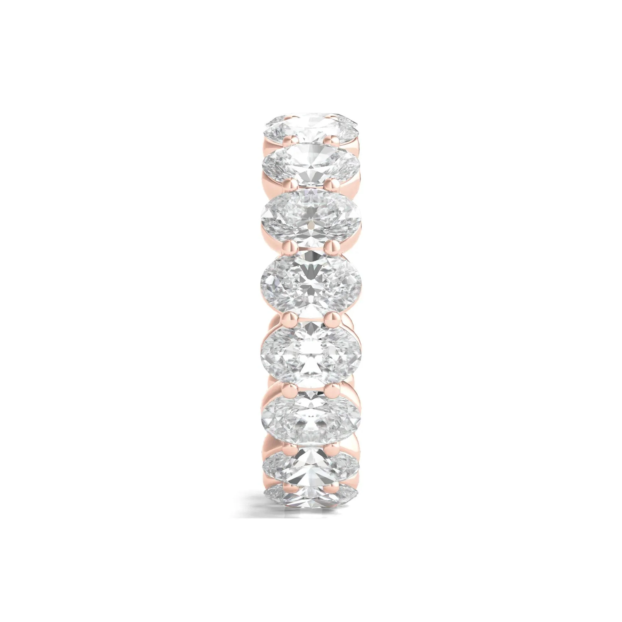 7 CT. Tw. Lab Grown Oval Diamond Eternity Band Ring 14K Rose Gold Size 4 2mm - Image 3