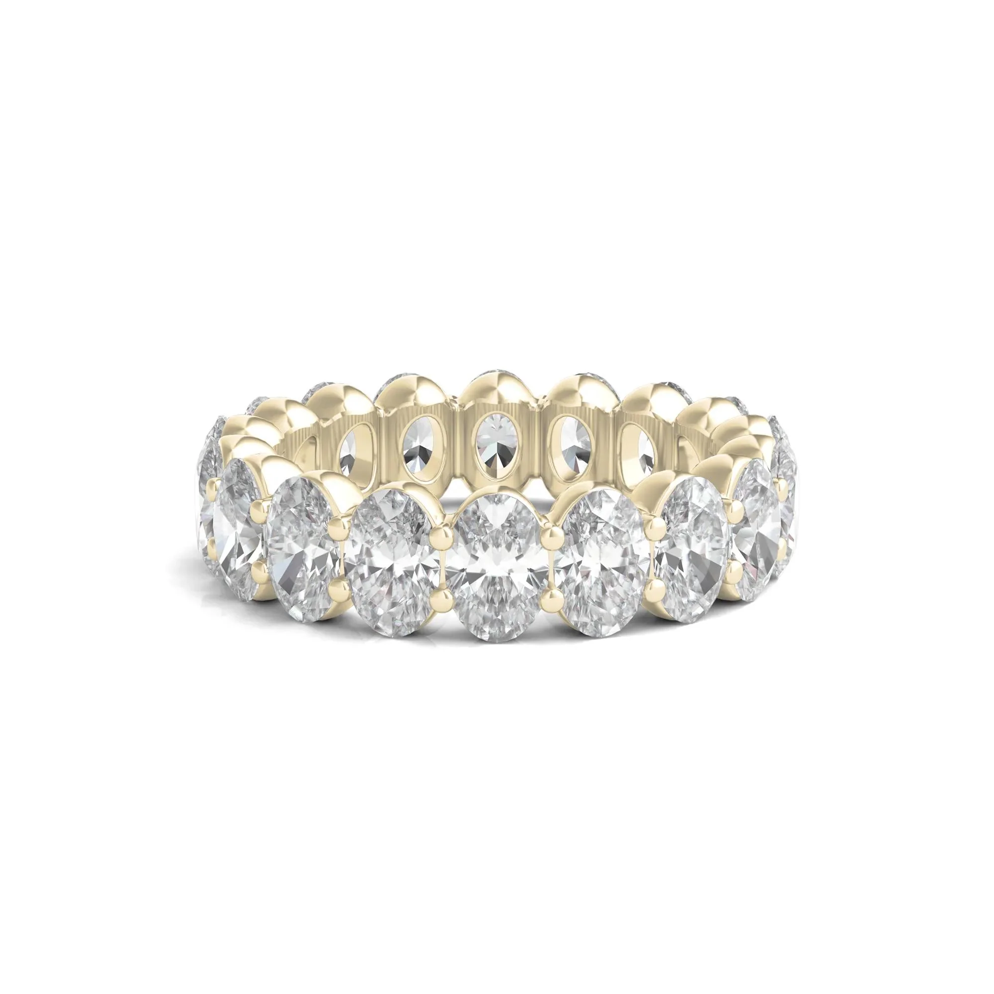 7 CT. Tw. Lab Grown Oval Diamond Eternity Band Ring 14K Yellow Gold Size 4 2mm