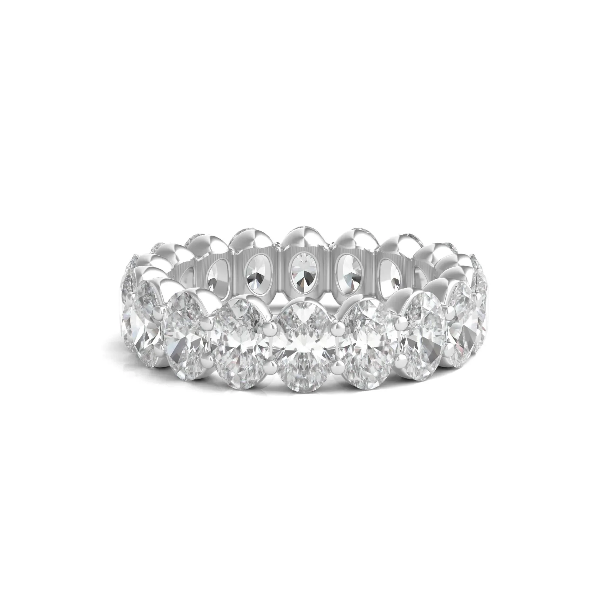 7 CT. Tw. Lab Grown Oval Diamond Eternity Band Ring Platinum White Size 9 2mm