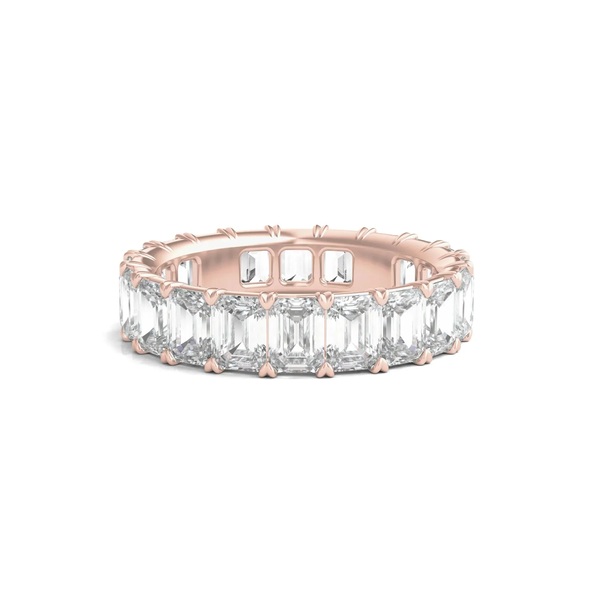 6 CT. Tw. Lab Grown Emerald-Cut Diamond Eternity Band Ring 14K Rose Gold Size 8.5 3mm