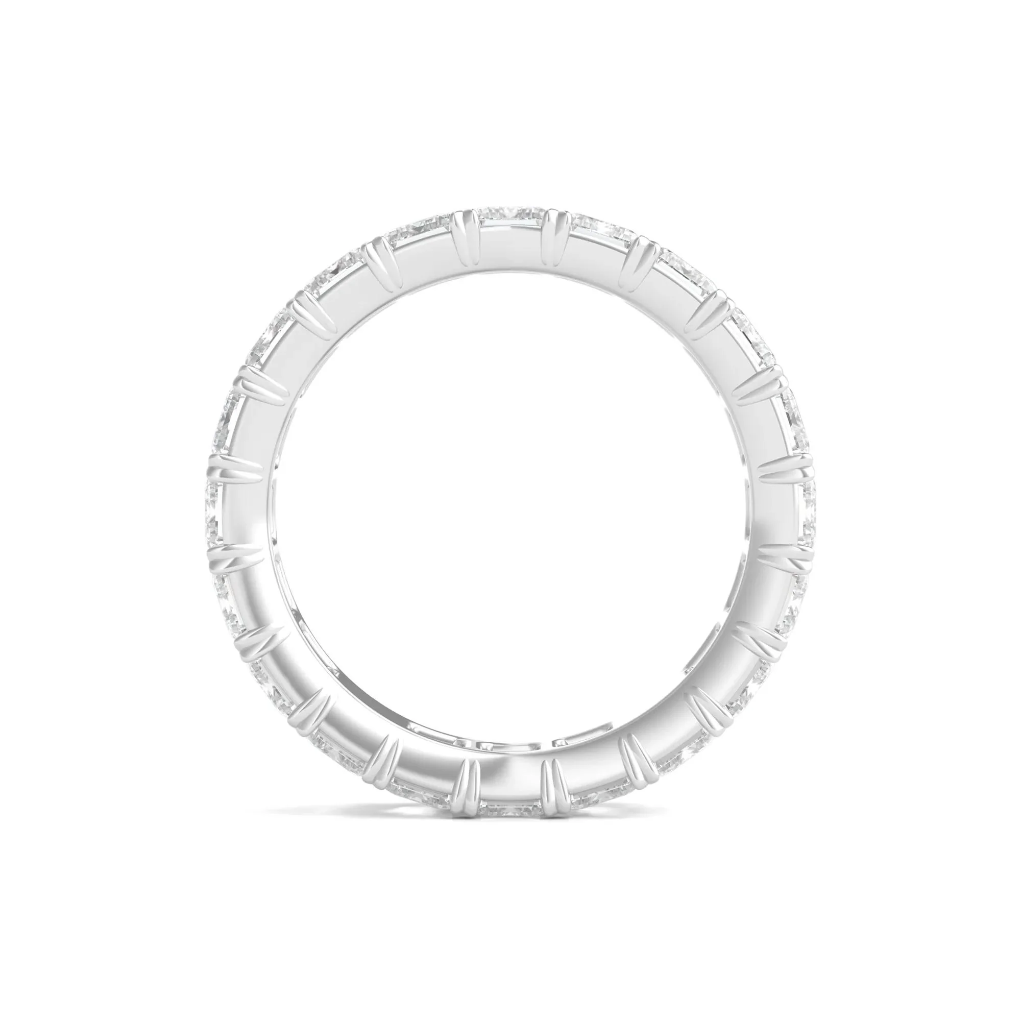 6 CT. Tw. Lab Grown Emerald-Cut Diamond Eternity Band Ring 14K White Gold Size 7.5 3mm - Image 2