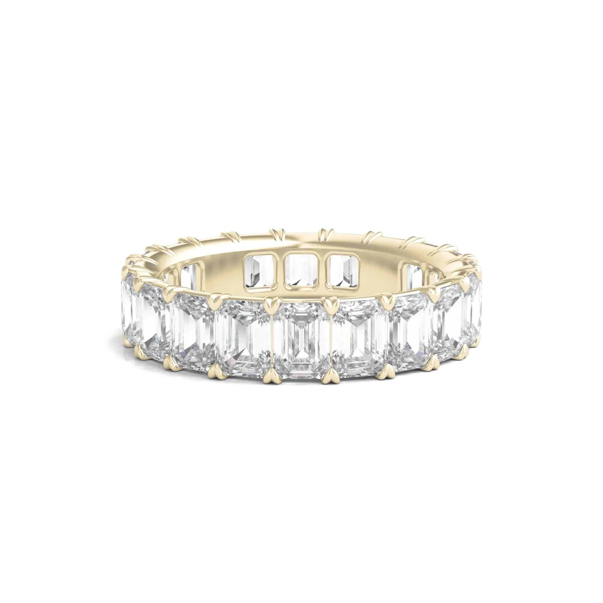6 CT. Tw. Lab Grown Emerald-Cut Diamond Eternity Band Ring 14K Yellow Gold Size 6.5 3mm