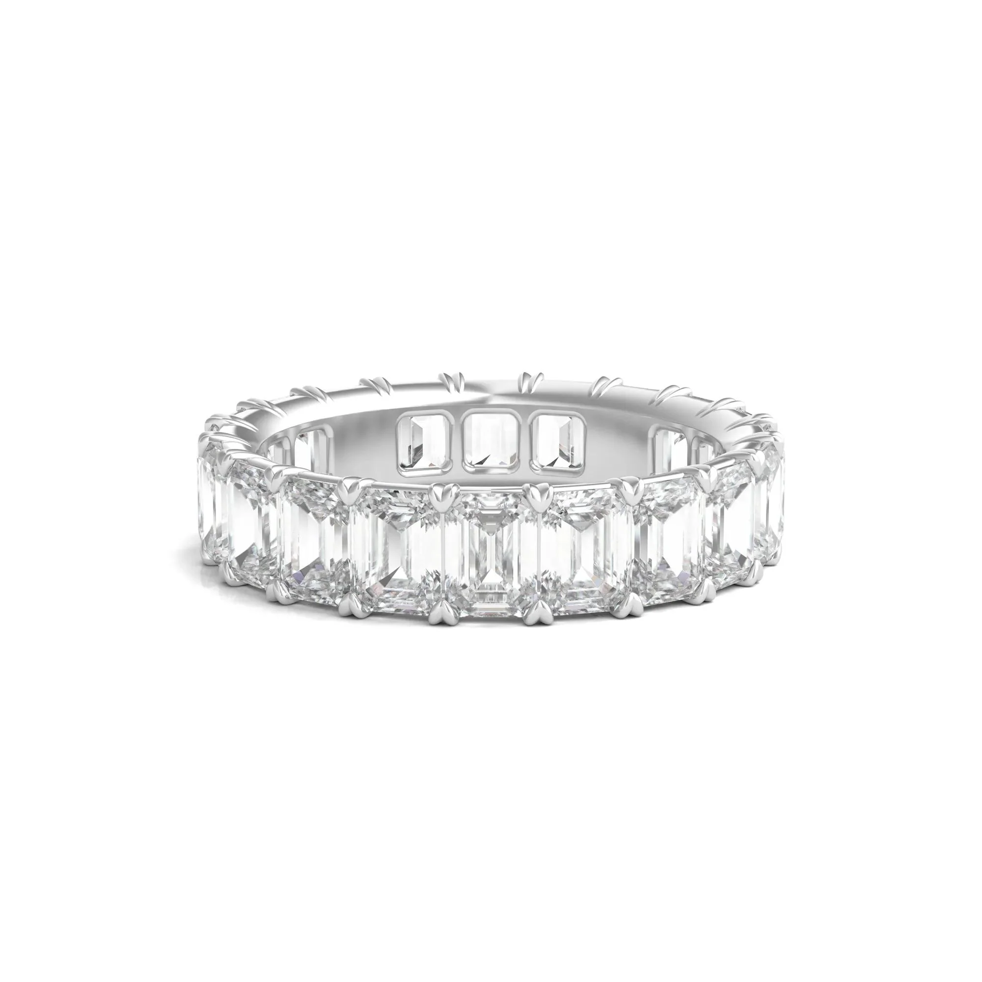 6 CT. Tw. Lab Grown Emerald-Cut Diamond Eternity Band Ring Platinum White Size 5.5 3mm
