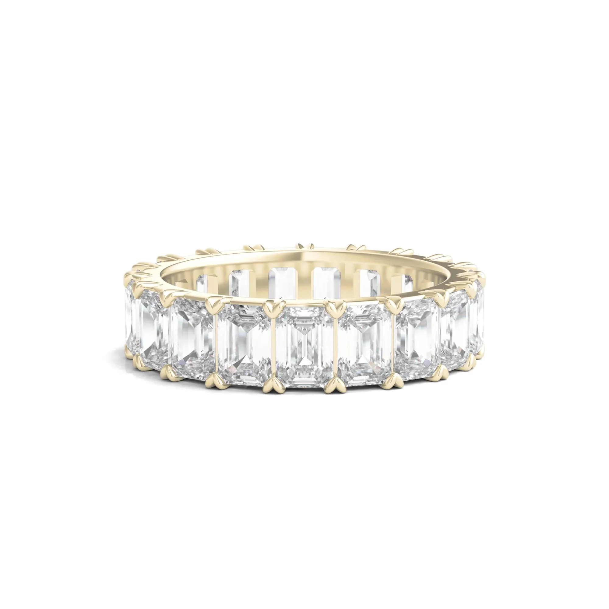 7 CT. Tw. Lab Grown Emerald-Cut Diamond Eternity Band Ring 14K Yellow Gold Size 8 3mm