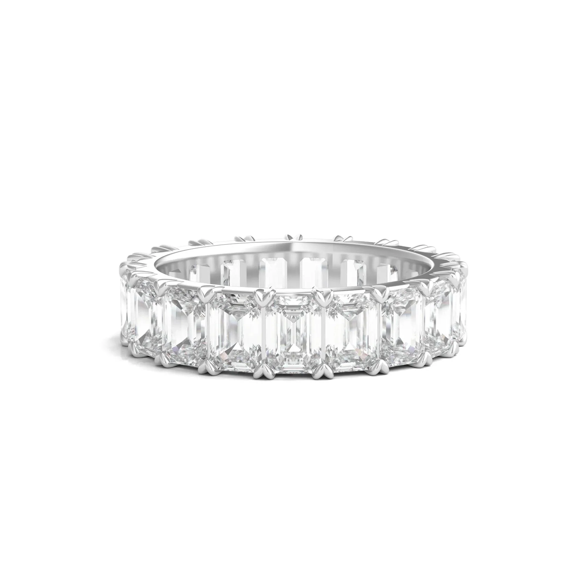 7 CT. Tw. Lab Grown Emerald-Cut Diamond Eternity Band Ring Platinum White Size 5.5 3mm
