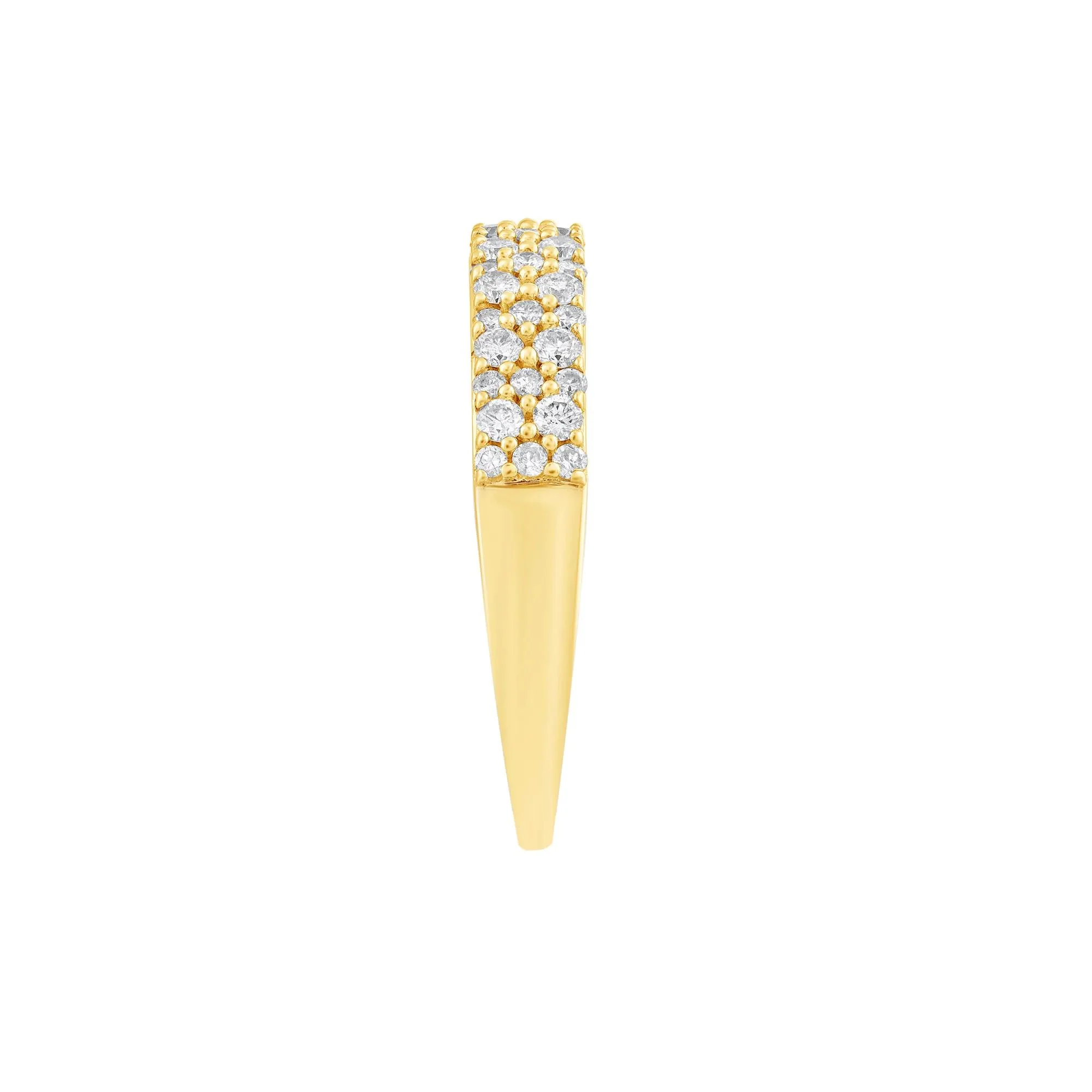 1/2 CT. Tw. Diamond Double-Row Anniversary Band Ring 10K Yellow Gold Round Brilliant Cut Size 8 - Image 3