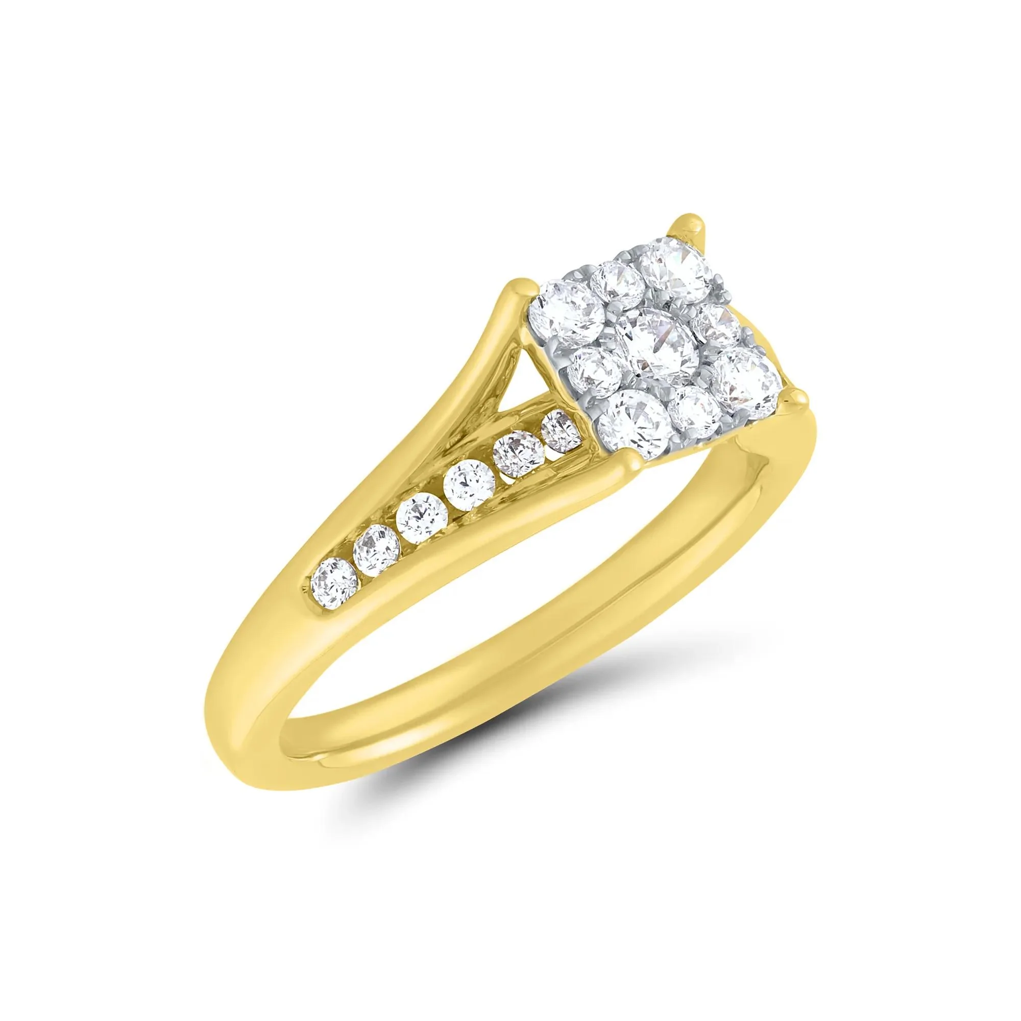 1 CT. Tw. Composite Diamond Engagement Ring Set 10K Yellow Gold Round Brilliant Cut Size 6.5 1mm - Image 4