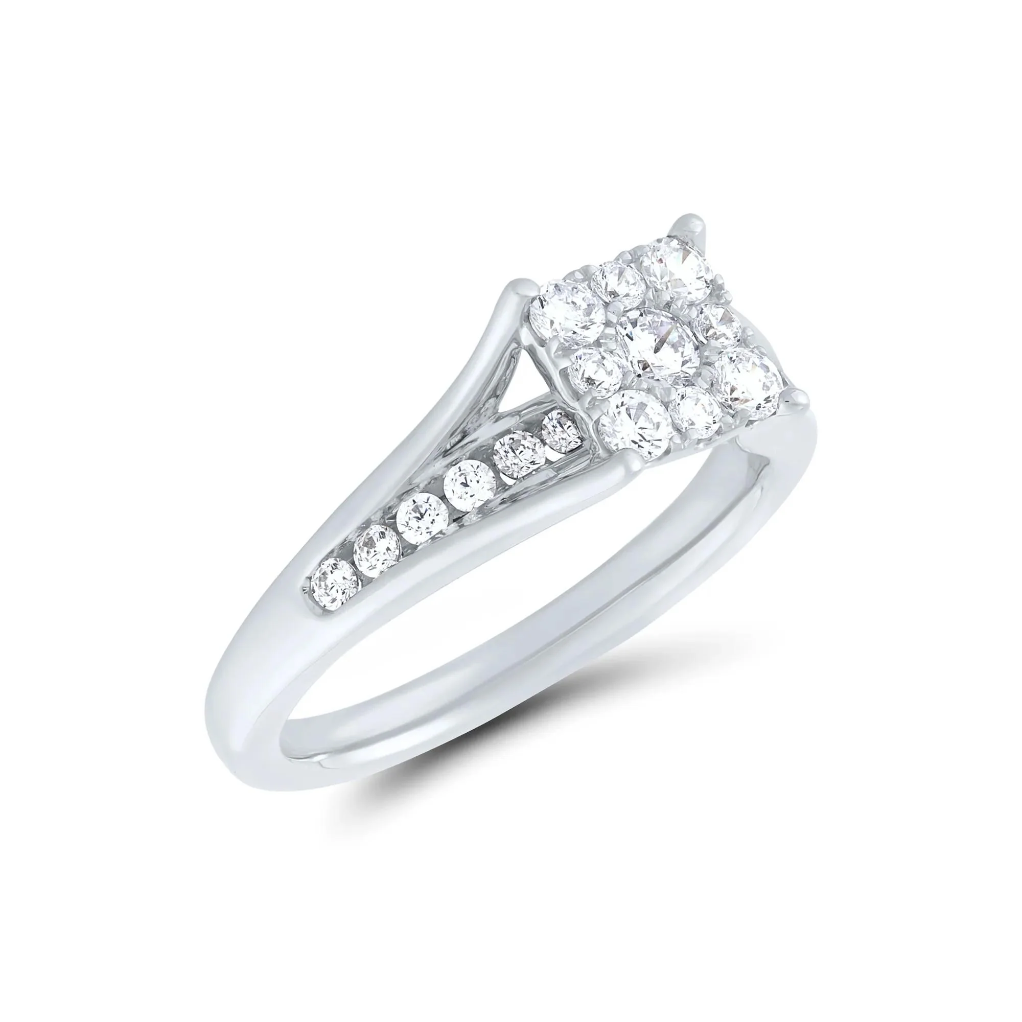 1 CT. Tw. Composite Diamond Engagement Ring Set 10K White Gold Round Brilliant Cut Size 6.5 1mm - Image 4