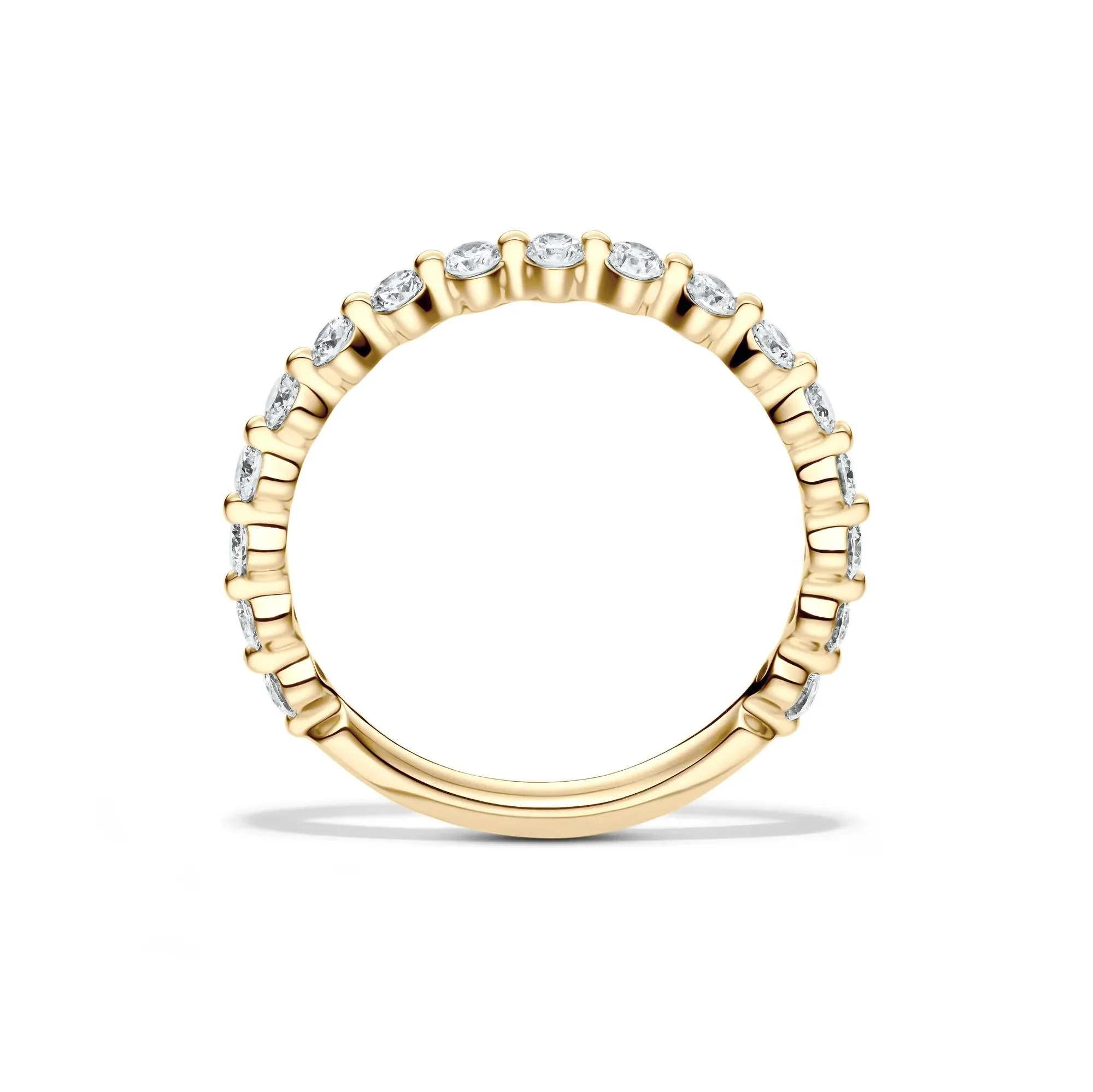 1/2 CT. Tw. Lab Grown Diamond Wedding Band Ring 14K Yellow Gold Round Brilliant Cut Size 9 2mm - Image 2