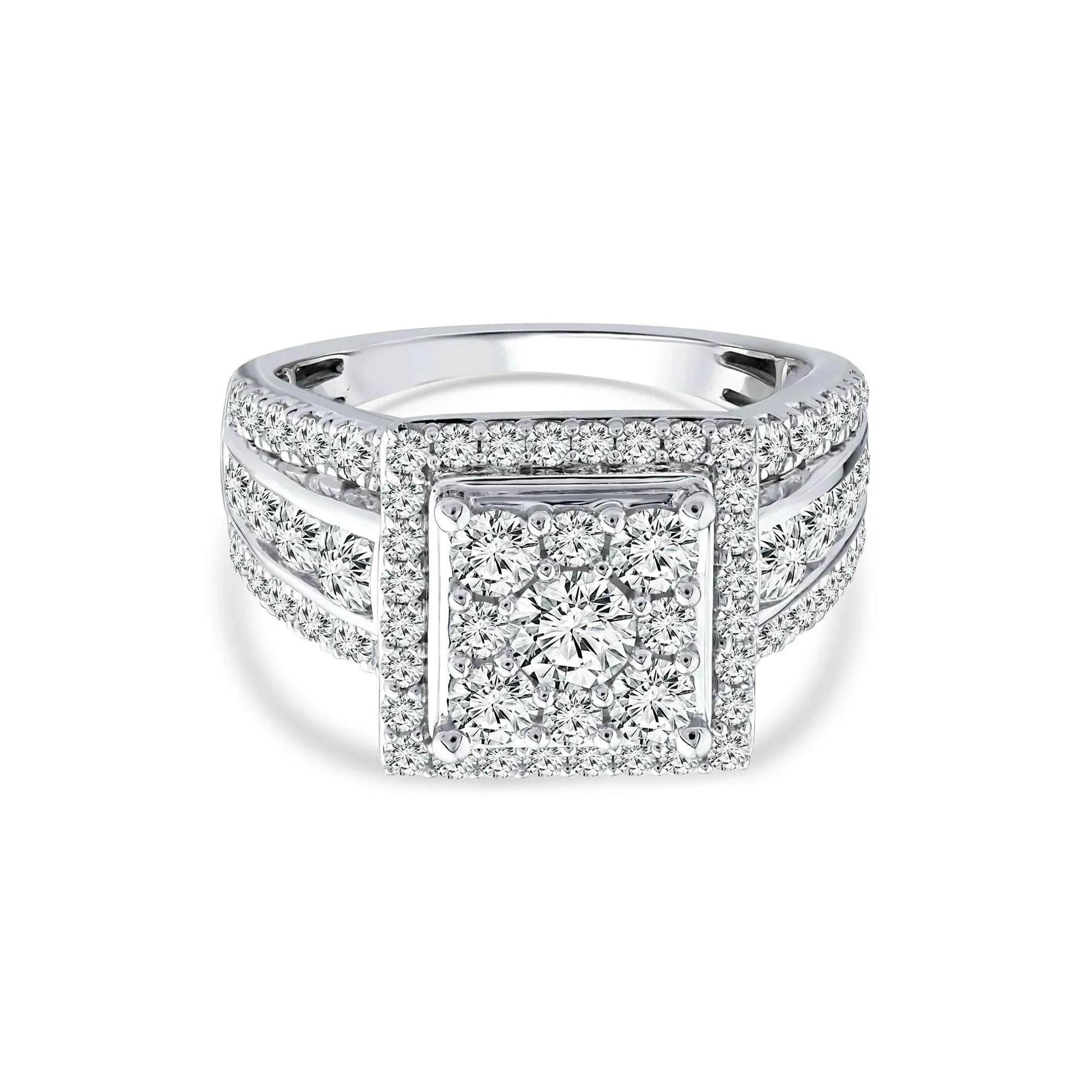 2 CT. Tw. Diamond Composite Engagement Ring 10K White Gold Round Brilliant Cut Size 7 2mm