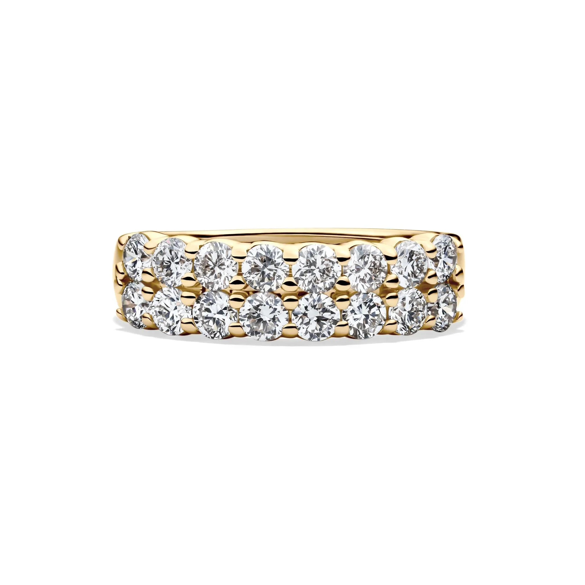 1/2 CT. Tw. Lab Grown Diamond Double Row Anniversary Band Ring 10K Yellow Gold Size 7.5 2mm