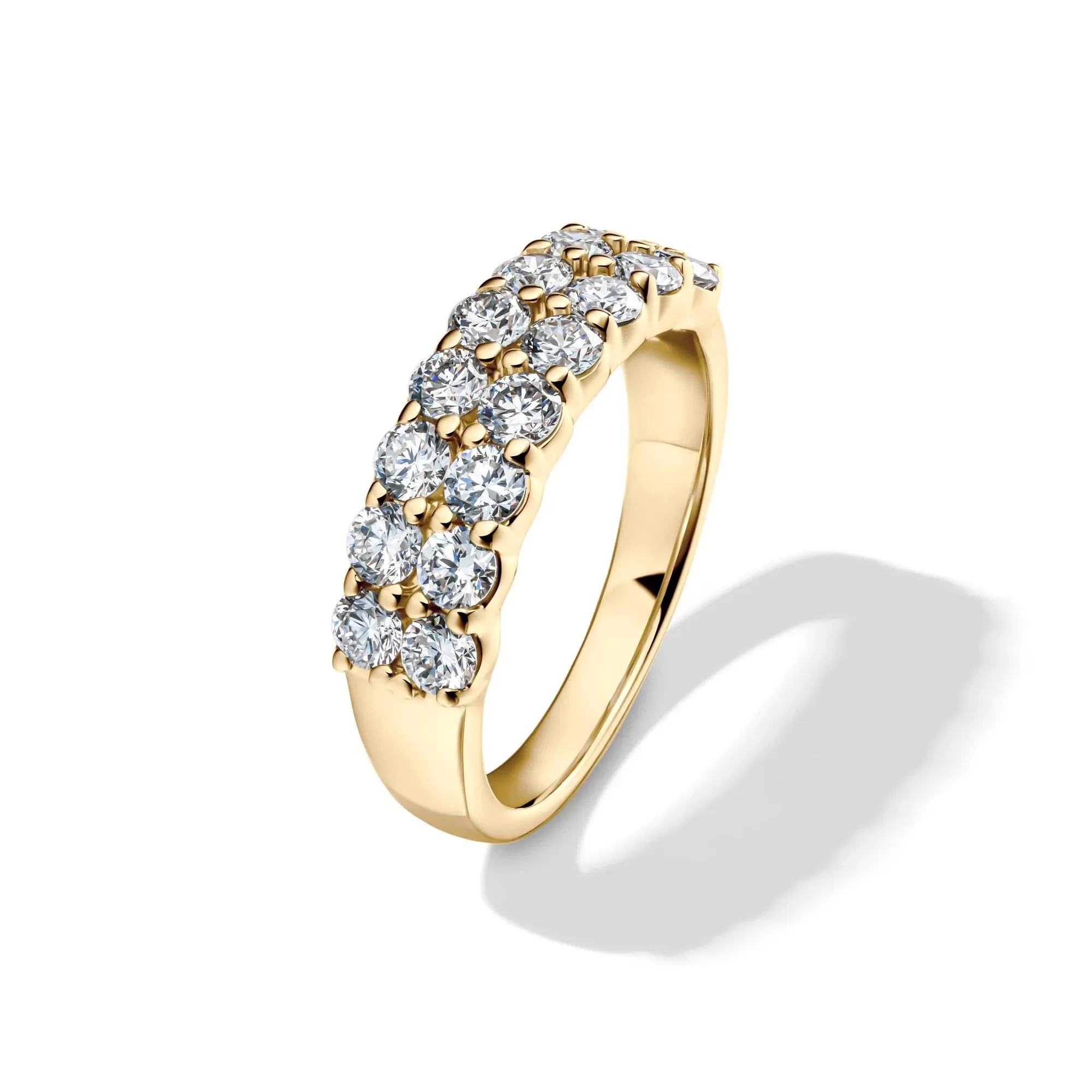 1/2 CT. Tw. Lab Grown Diamond Double Row Anniversary Band Ring 10K Yellow Gold Size 7.5 2mm - Image 4