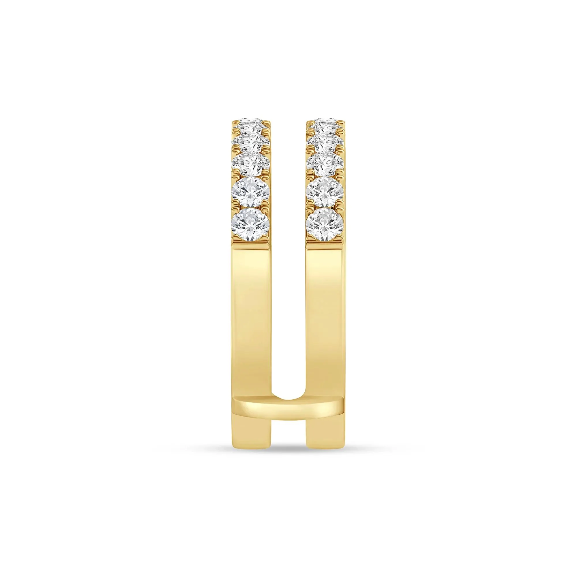 1 CT. Tw. Lab Grown Diamond French Pavé Ring Enhancer 14K Yellow Gold Size 6.5 7.5mm - Image 3