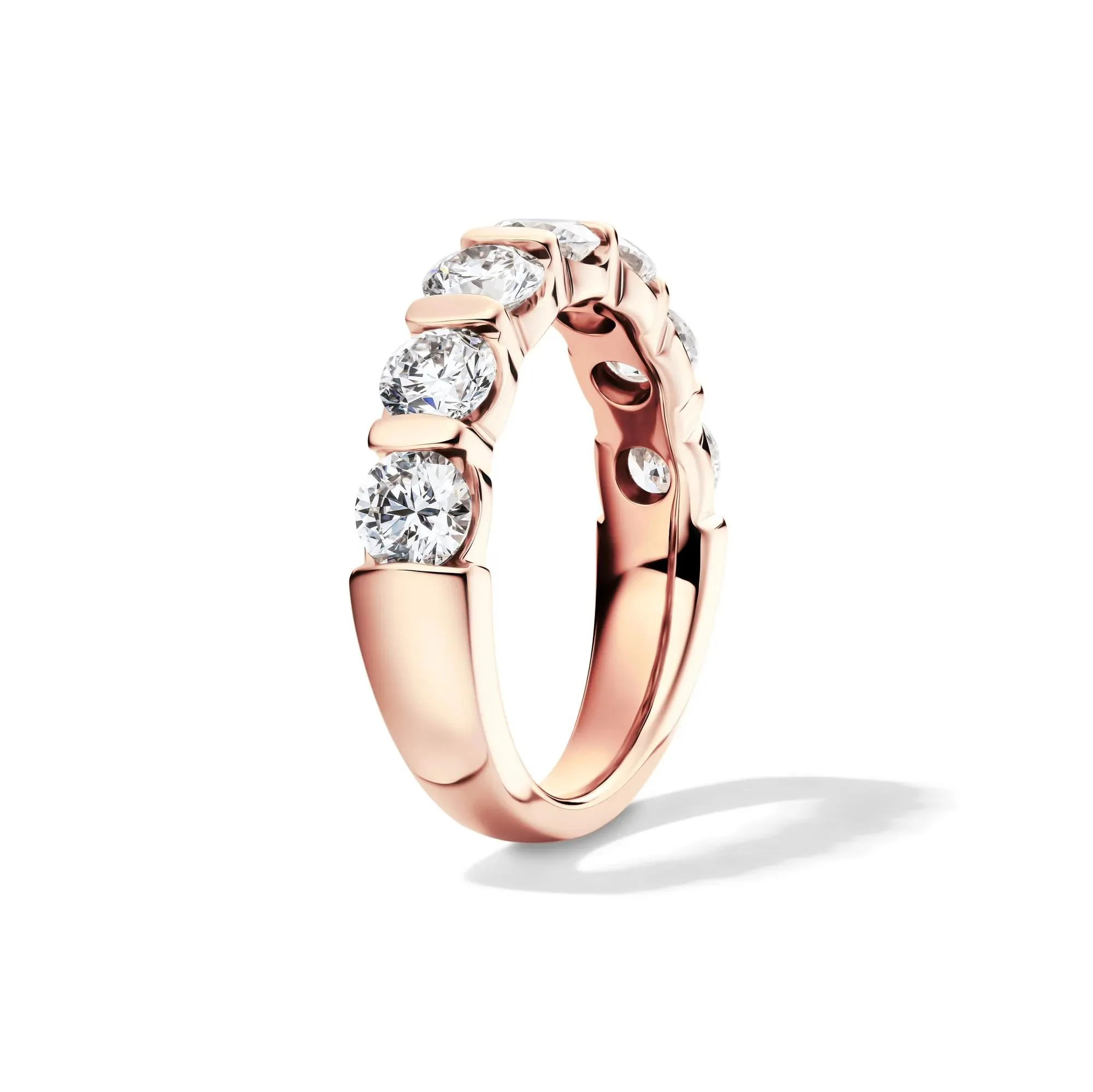 2 CT. Tw. Lab Grown Diamond Wedding Band Ring 14K Rose Gold Round Brilliant Cut Size 5 2mm - Image 3
