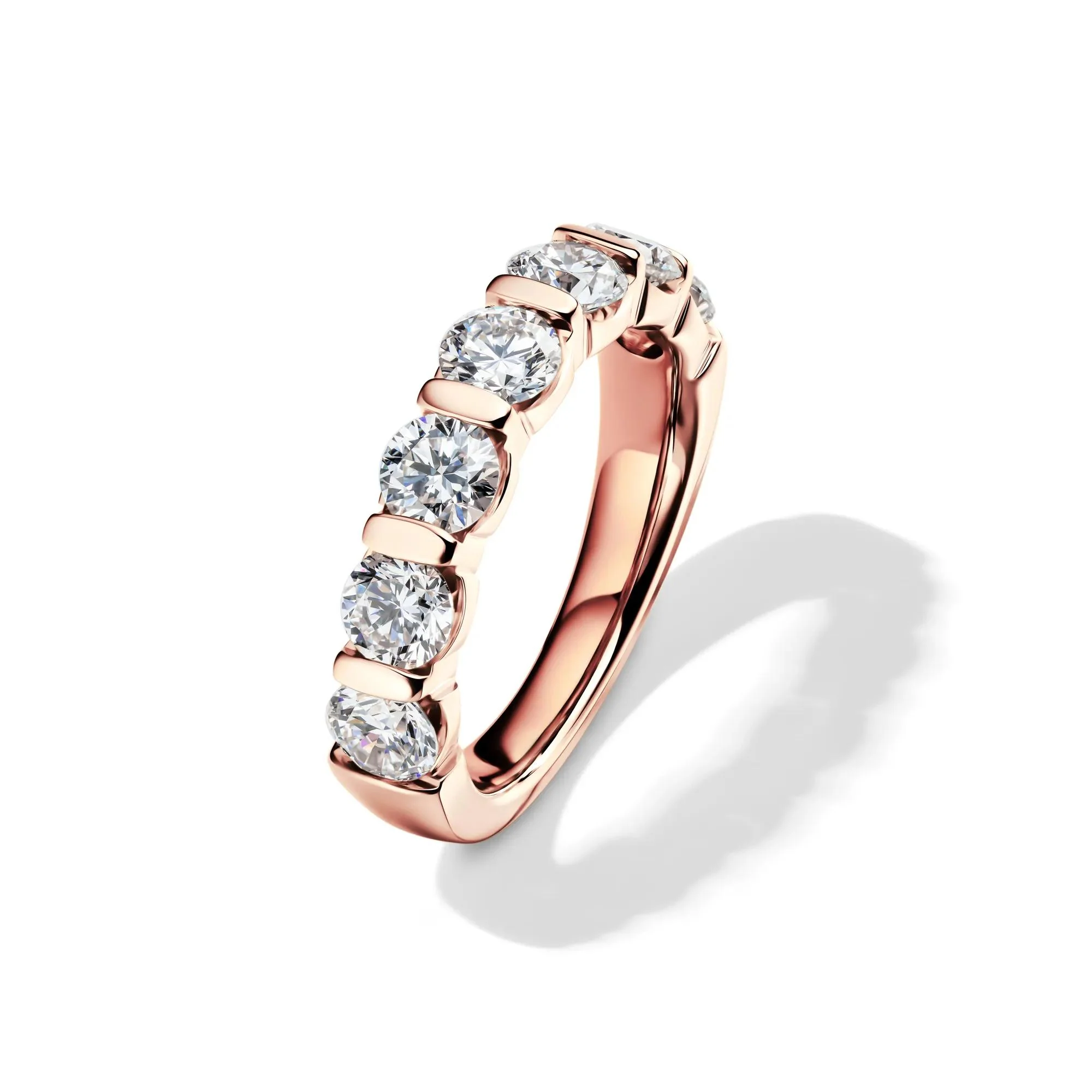 2 CT. Tw. Lab Grown Diamond Wedding Band Ring 14K Rose Gold Round Brilliant Cut Size 5 2mm - Image 4