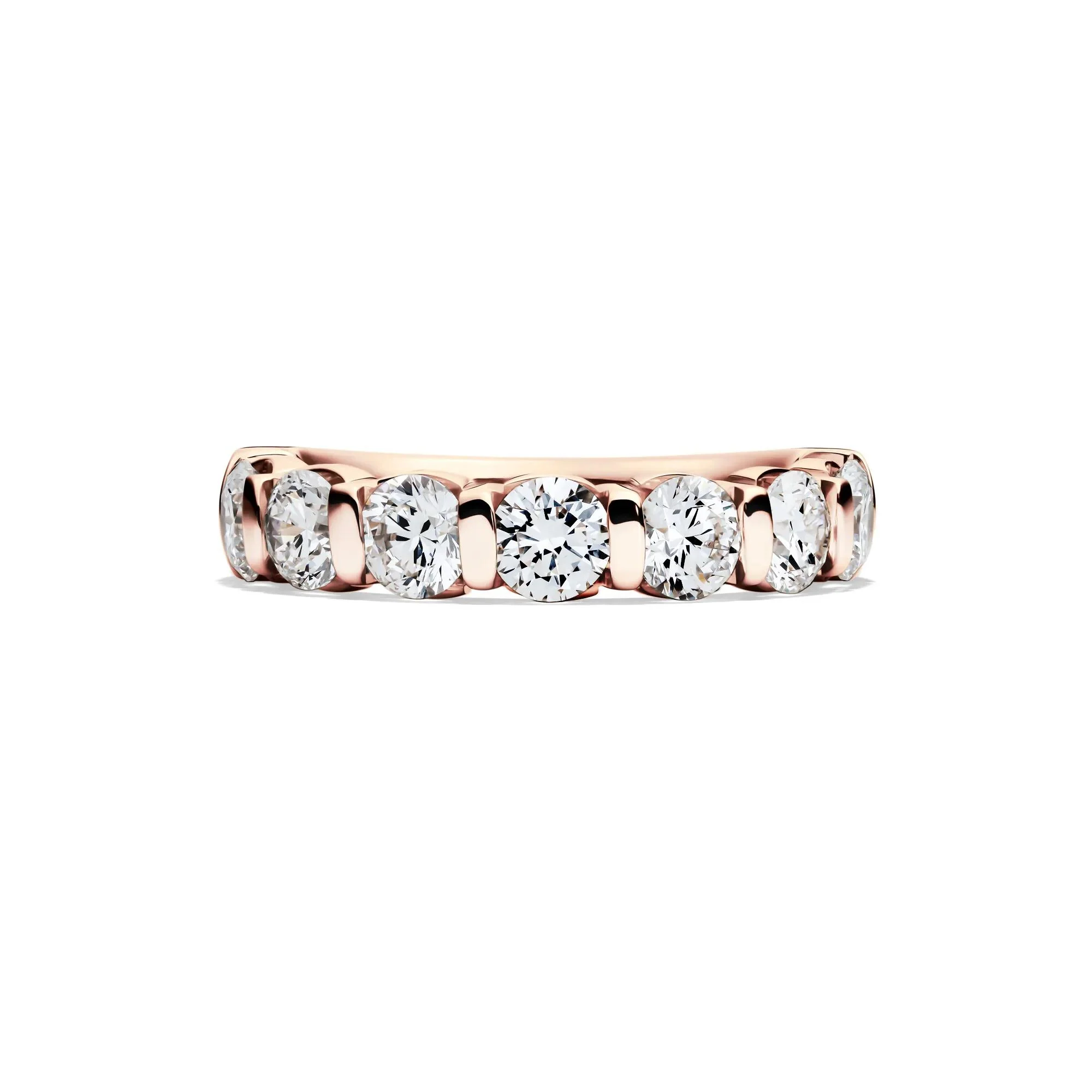 2 CT. Tw. Lab Grown Diamond Wedding Band Ring 14K Rose Gold Round Brilliant Cut Size 7.5 2mm