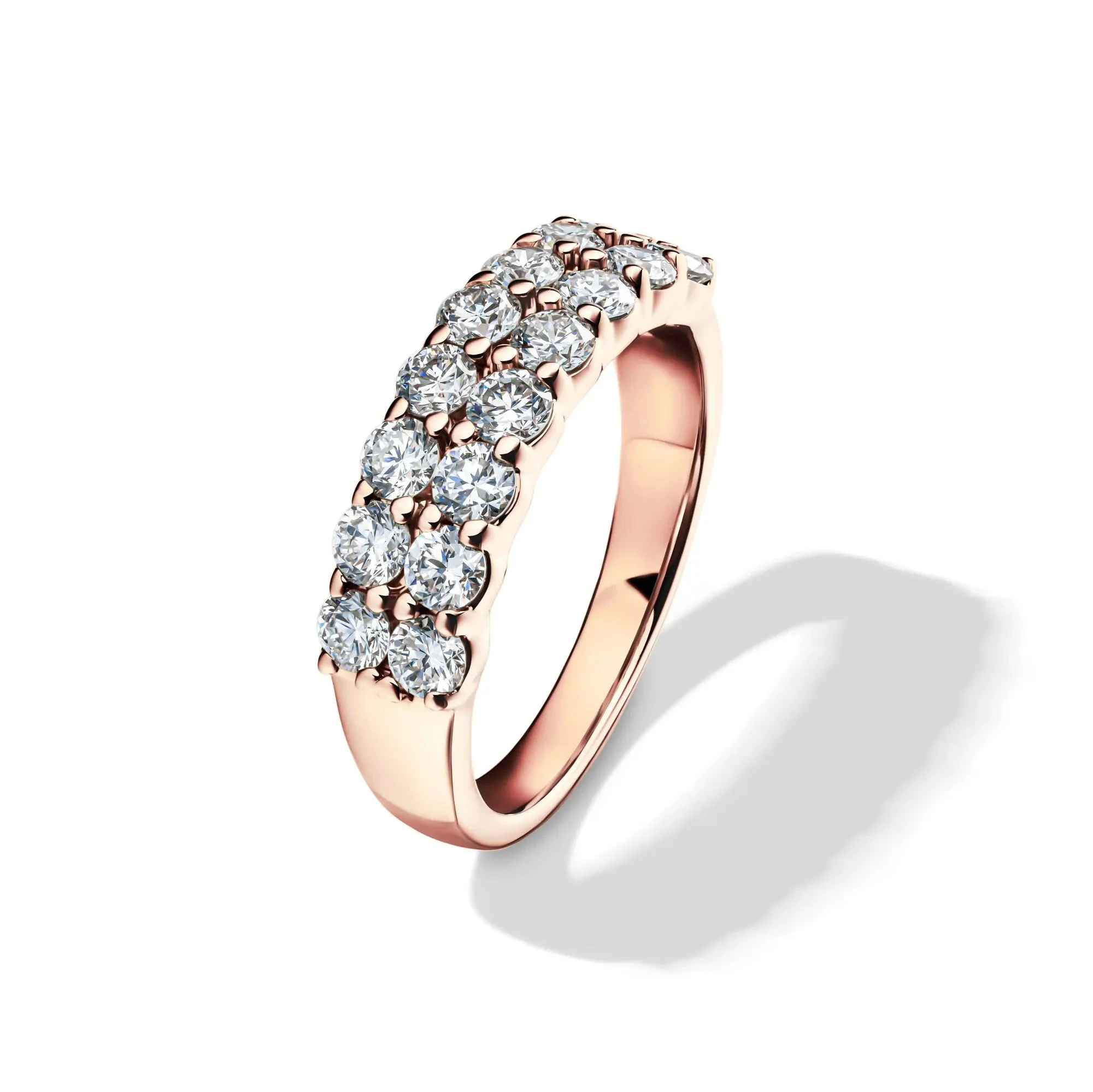 1/2 CT. Tw. Lab Grown Diamond Double Row Anniversary Band Ring 10K Rose Gold Size 5 2mm - Image 4