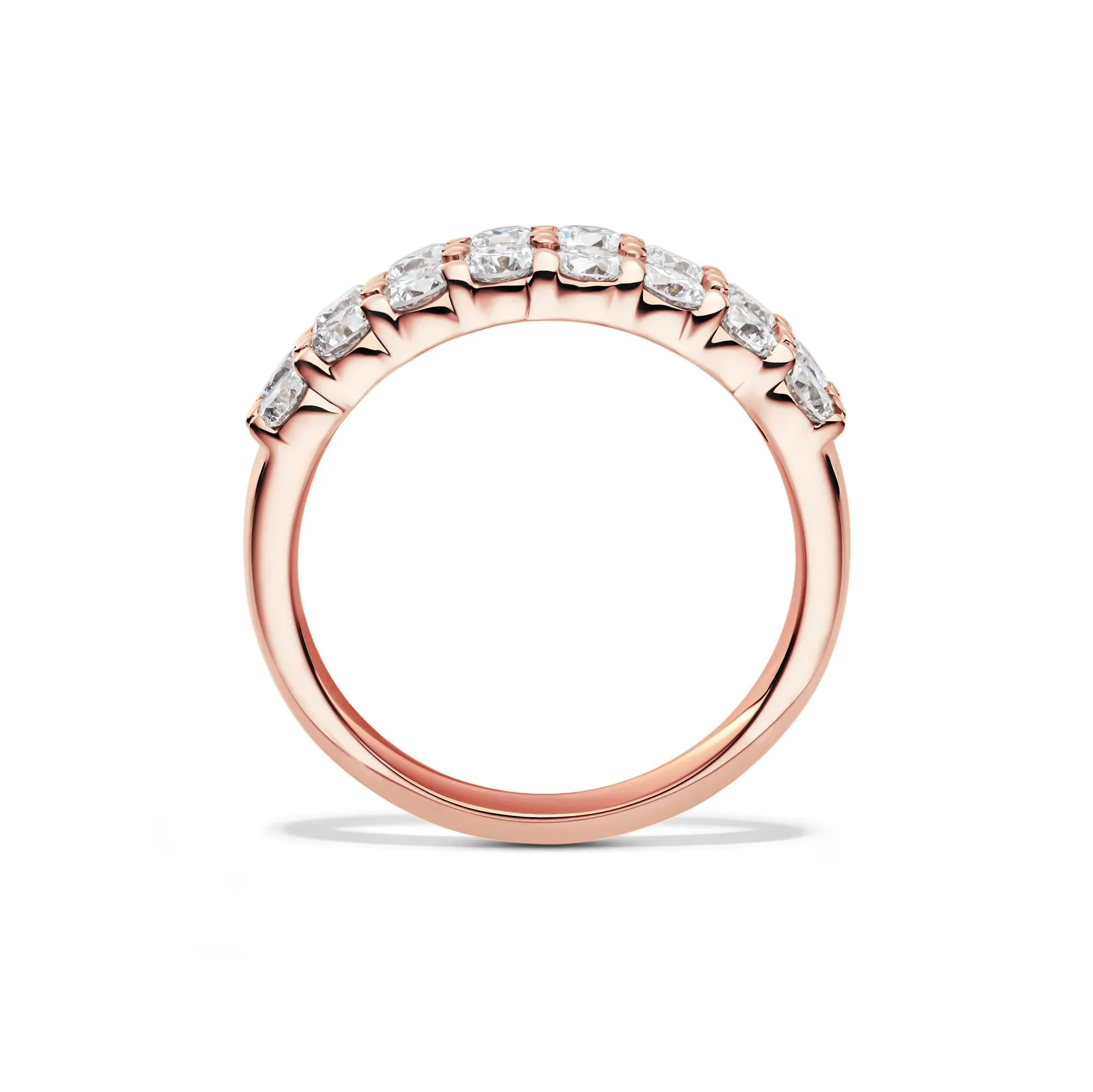 1/2 CT. Tw. Lab Grown Diamond Double Row Anniversary Band Ring 10K Rose Gold Size 5.5 2mm - Image 2