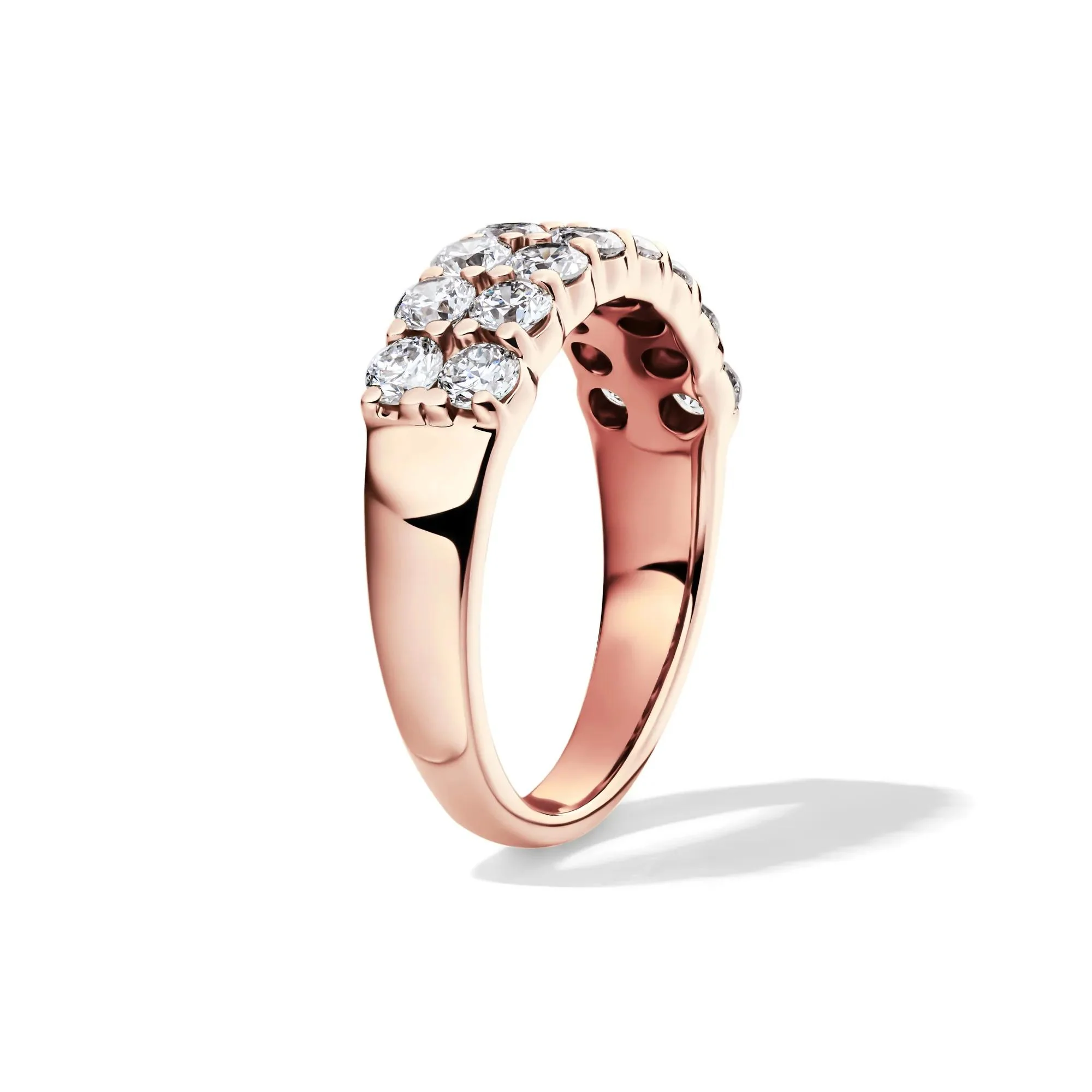 1/2 CT. Tw. Lab Grown Diamond Double Row Anniversary Band Ring 10K Rose Gold Size 6.5 2mm - Image 3