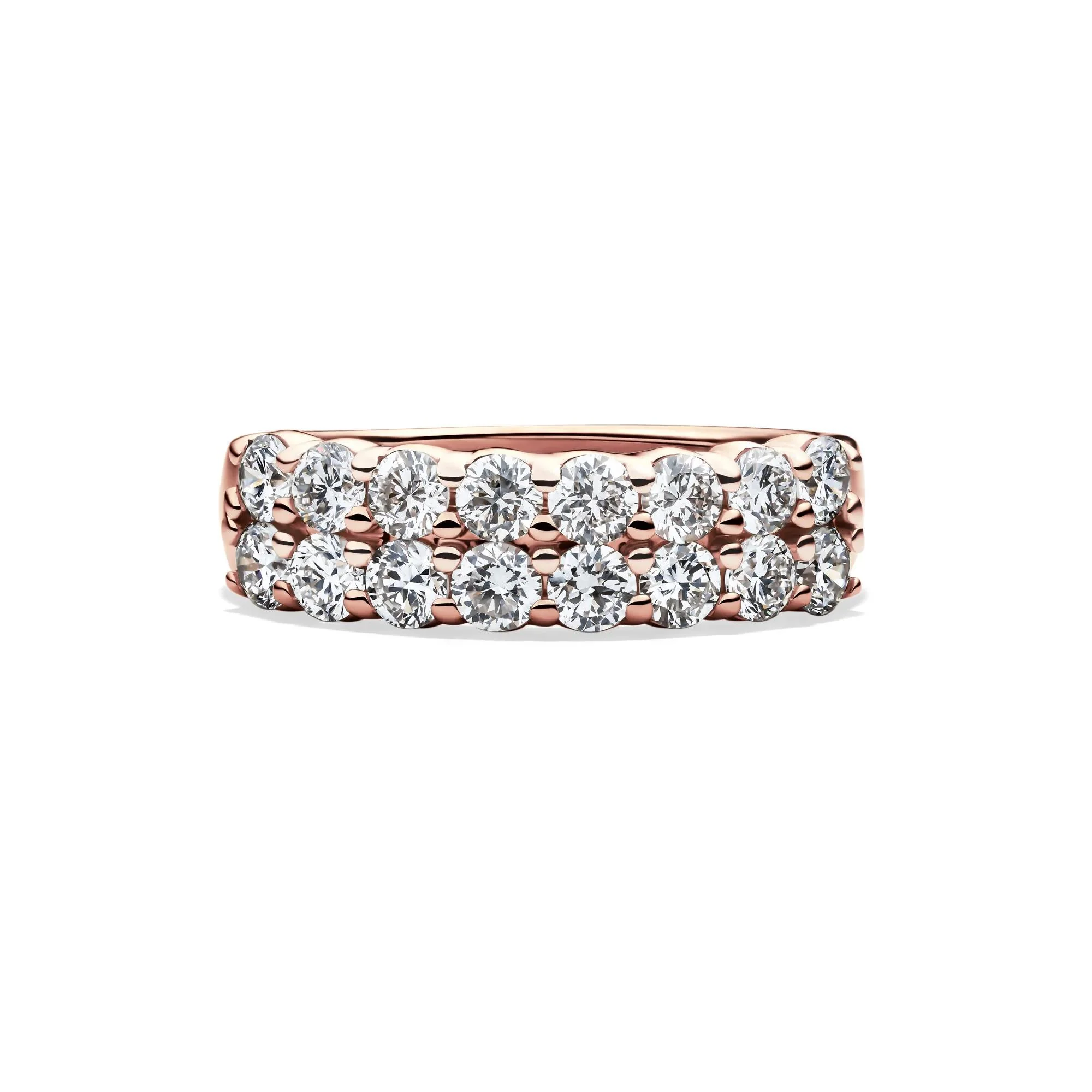 1/2 CT. Tw. Lab Grown Diamond Double Row Anniversary Band Ring 10K Rose Gold Size 8.5 2mm