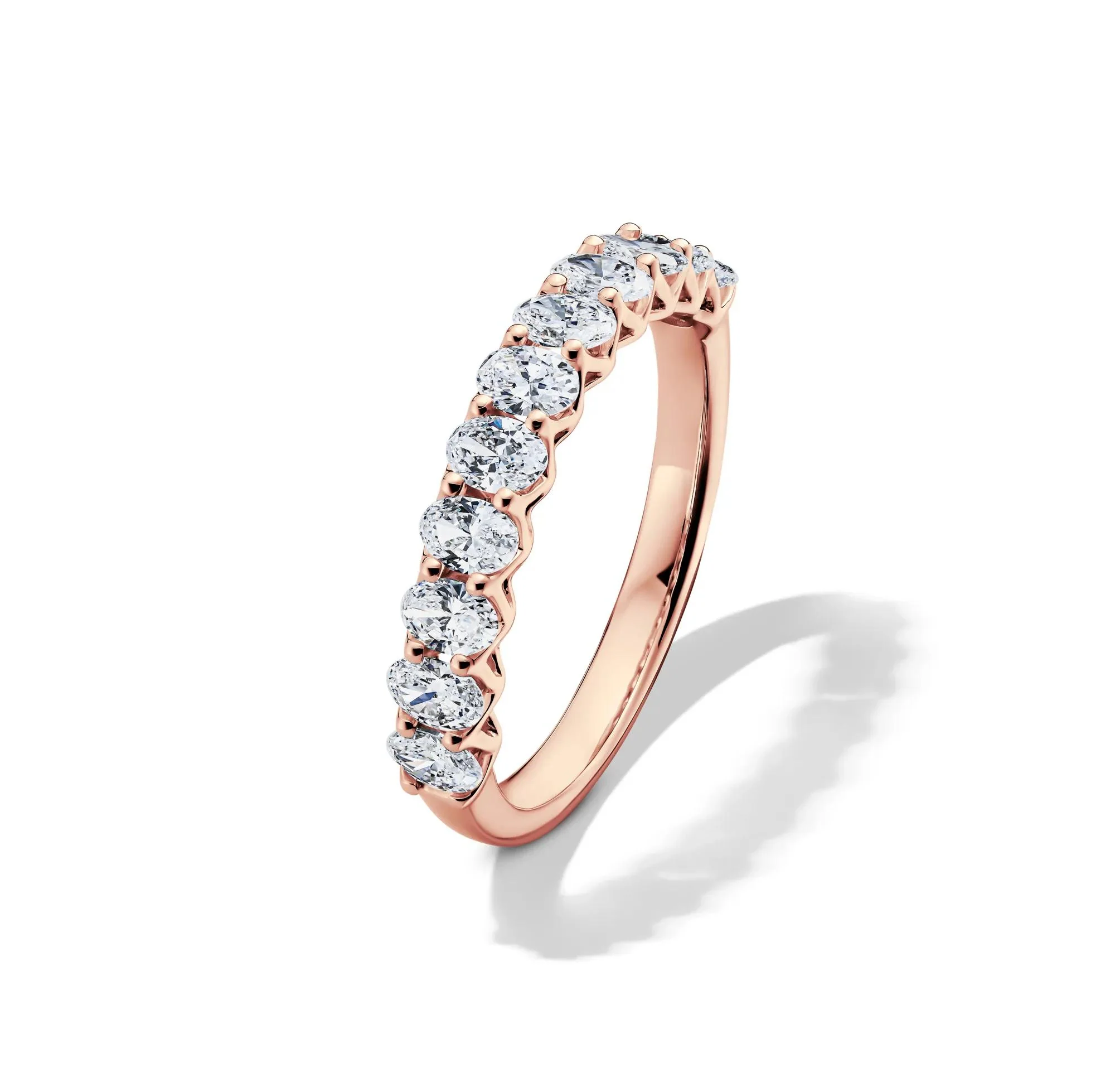 1 CT. Tw. Lab Grown Diamond Oval Anniversary Band Ring 14K Rose Gold Size 5 2.5mm - Image 4