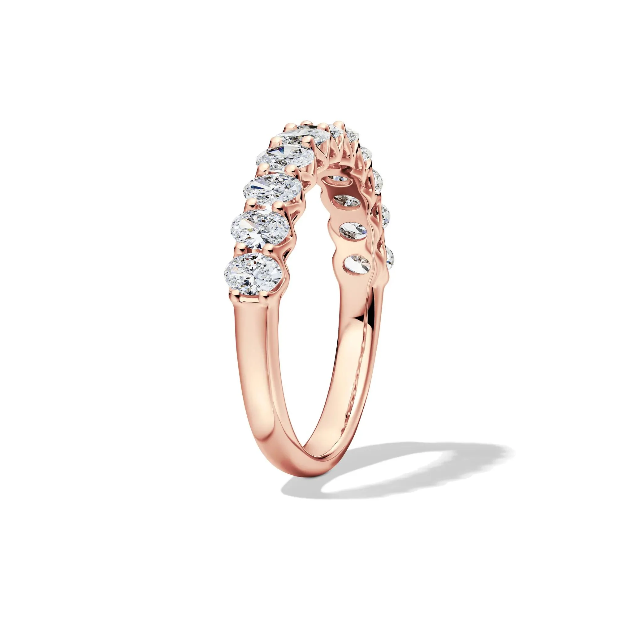 1 CT. Tw. Lab Grown Diamond Oval Anniversary Band Ring 14K Rose Gold Size 7 2.5mm - Image 3