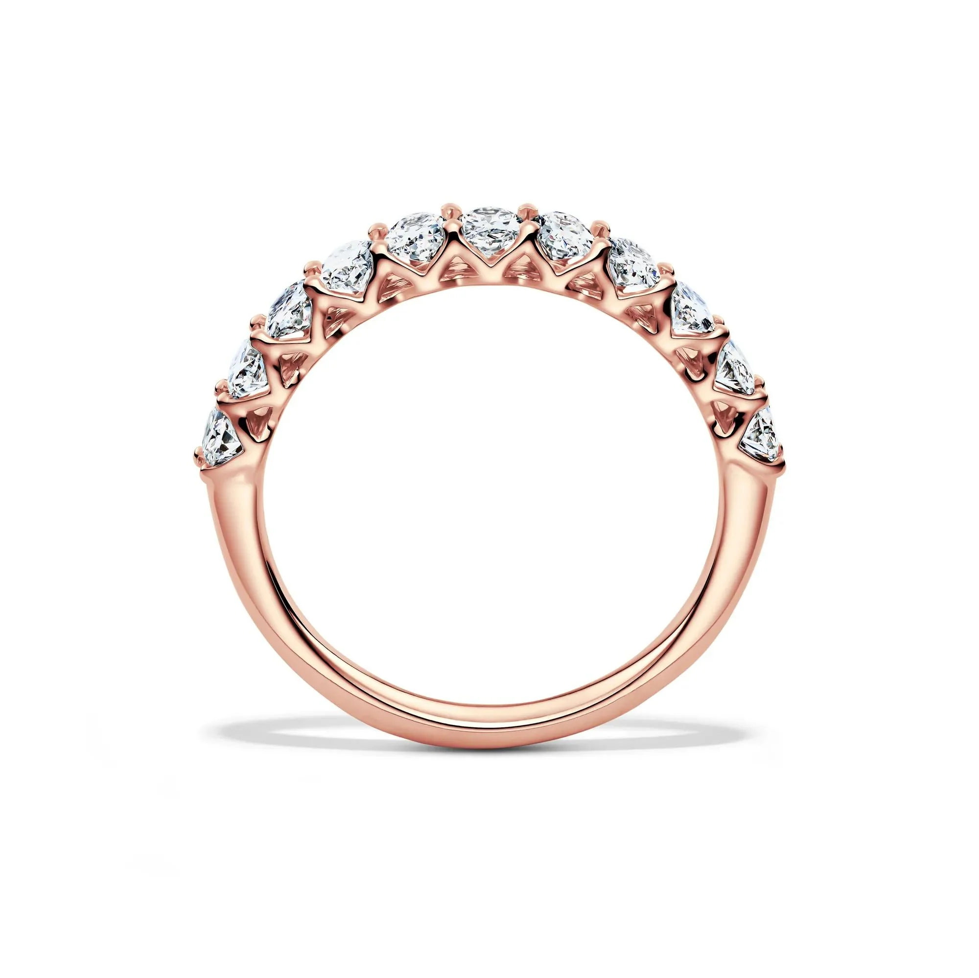 1 CT. Tw. Lab Grown Diamond Oval Anniversary Band Ring 14K Rose Gold Size 8.5 2.5mm - Image 2