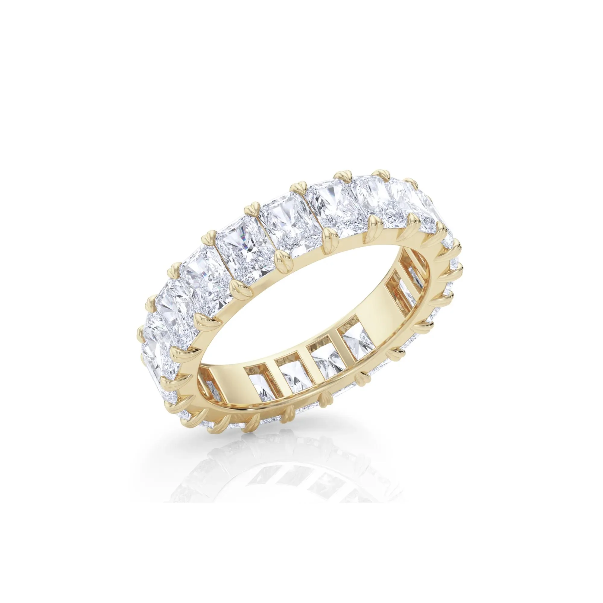 5 CT. Tw. Lab Grown Diamond Radiant-Cut Eternity Band Ring 14K Yellow Gold Size 6 - Image 4