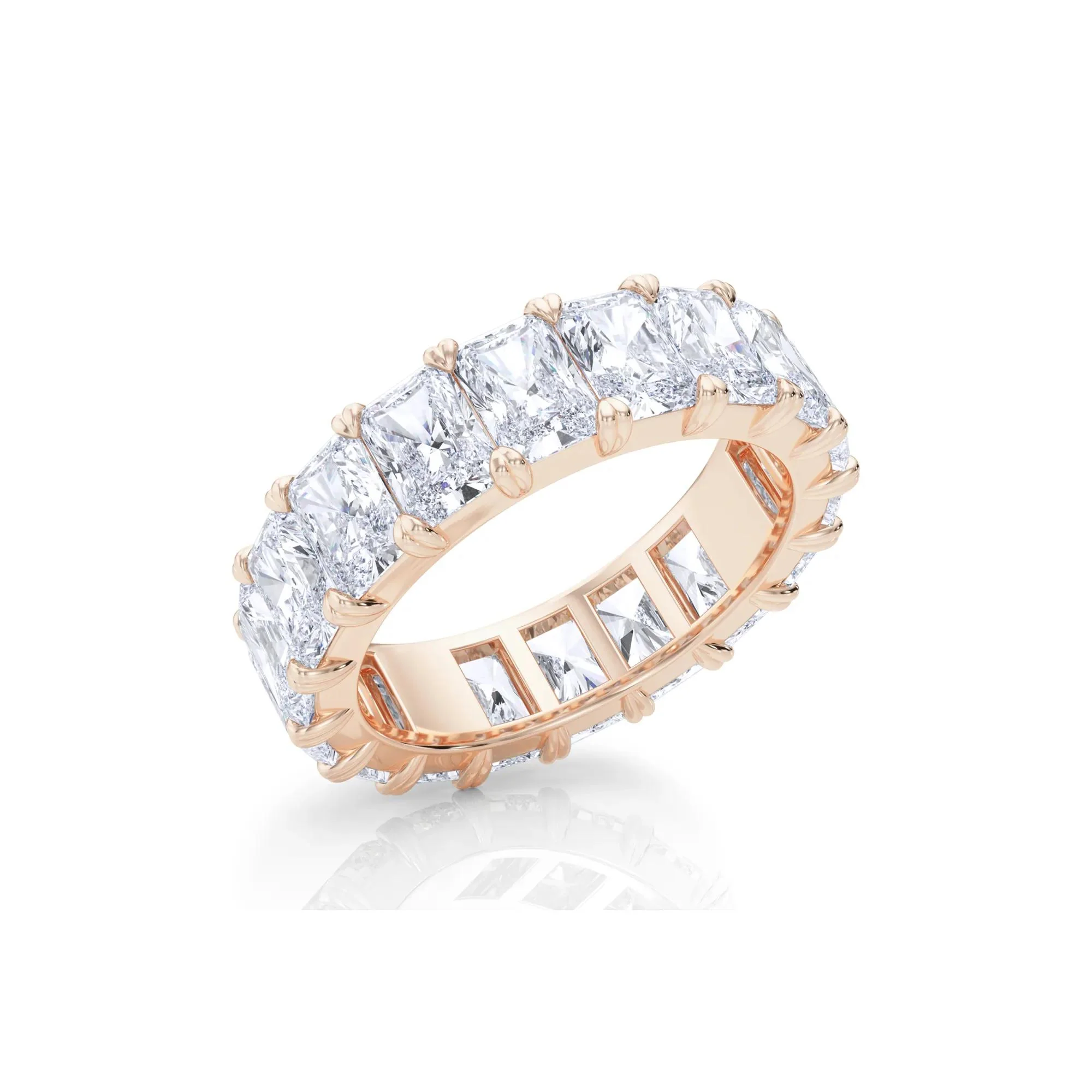 7 CT. Tw. Lab Grown Diamond Radiant-Cut Eternity Band Ring 14K Rose Gold Size 8 - Image 4