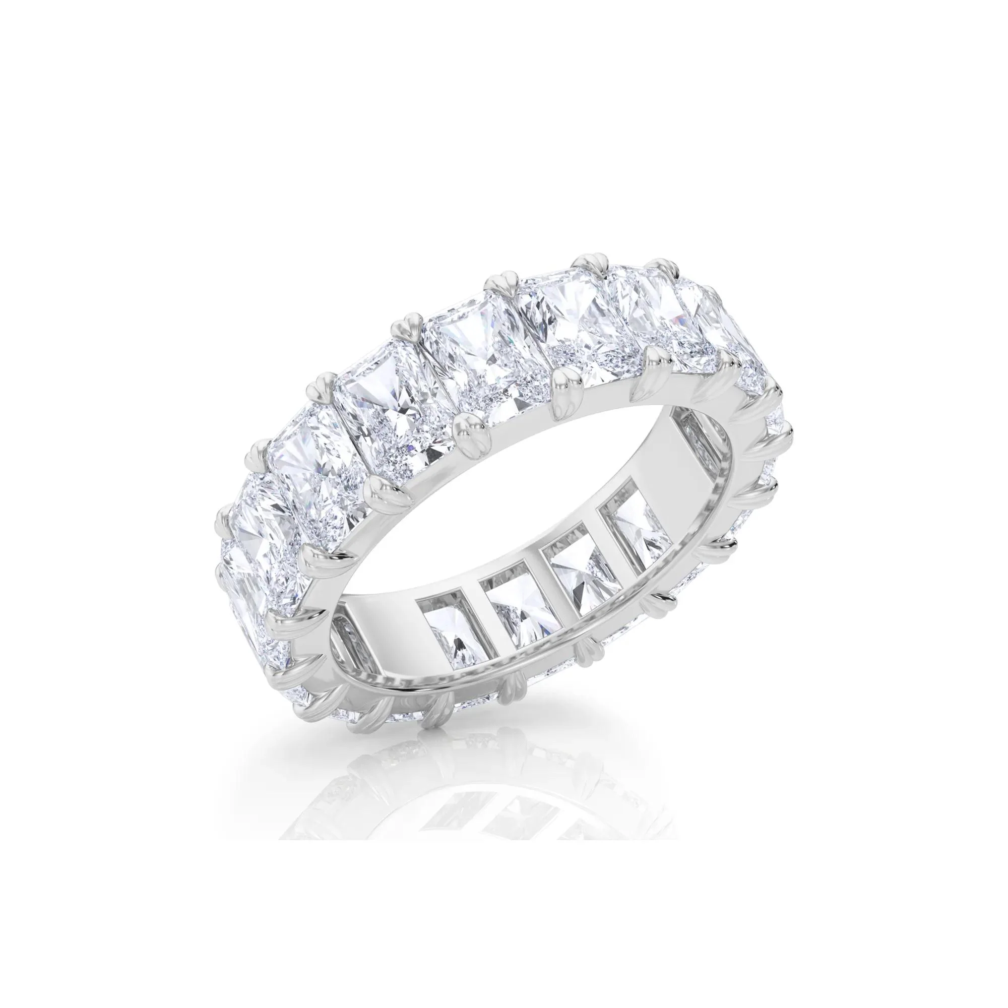 7 CT. Tw. Lab Grown Diamond Radiant-Cut Eternity Band Ring 14K White Gold Size 7 - Image 4