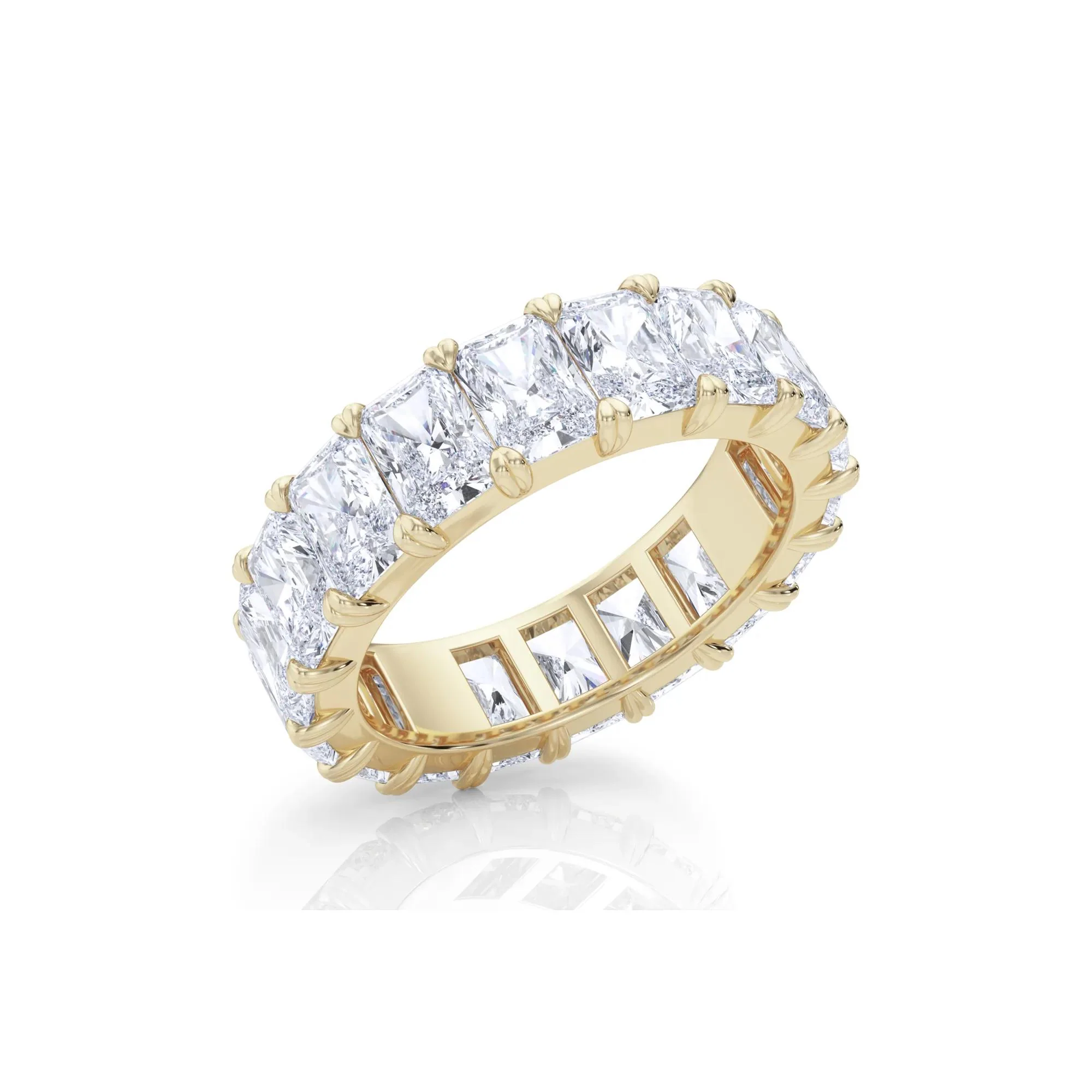 7 CT. Tw. Lab Grown Diamond Radiant-Cut Eternity Band Ring 14K Yellow Gold Size 7 - Image 4