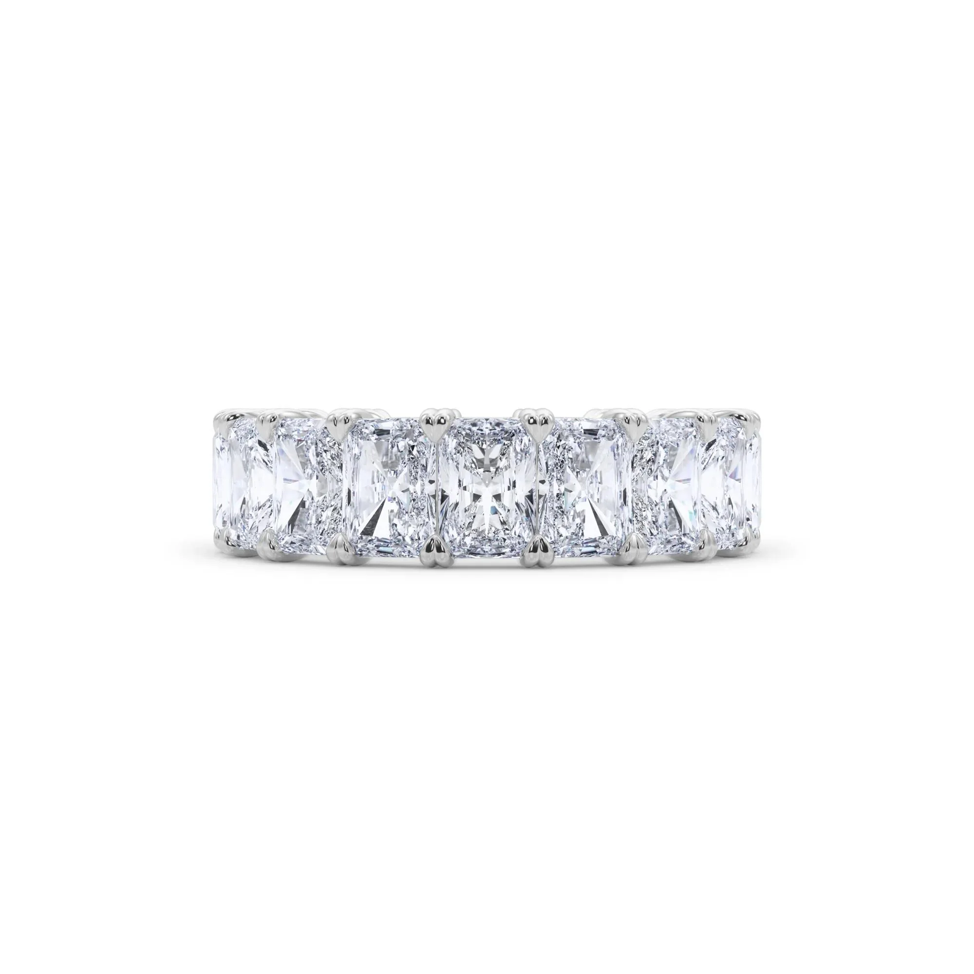 7 CT. Tw. Lab Grown Diamond Radiant-Cut Eternity Band Ring Platinum White Size 4.5