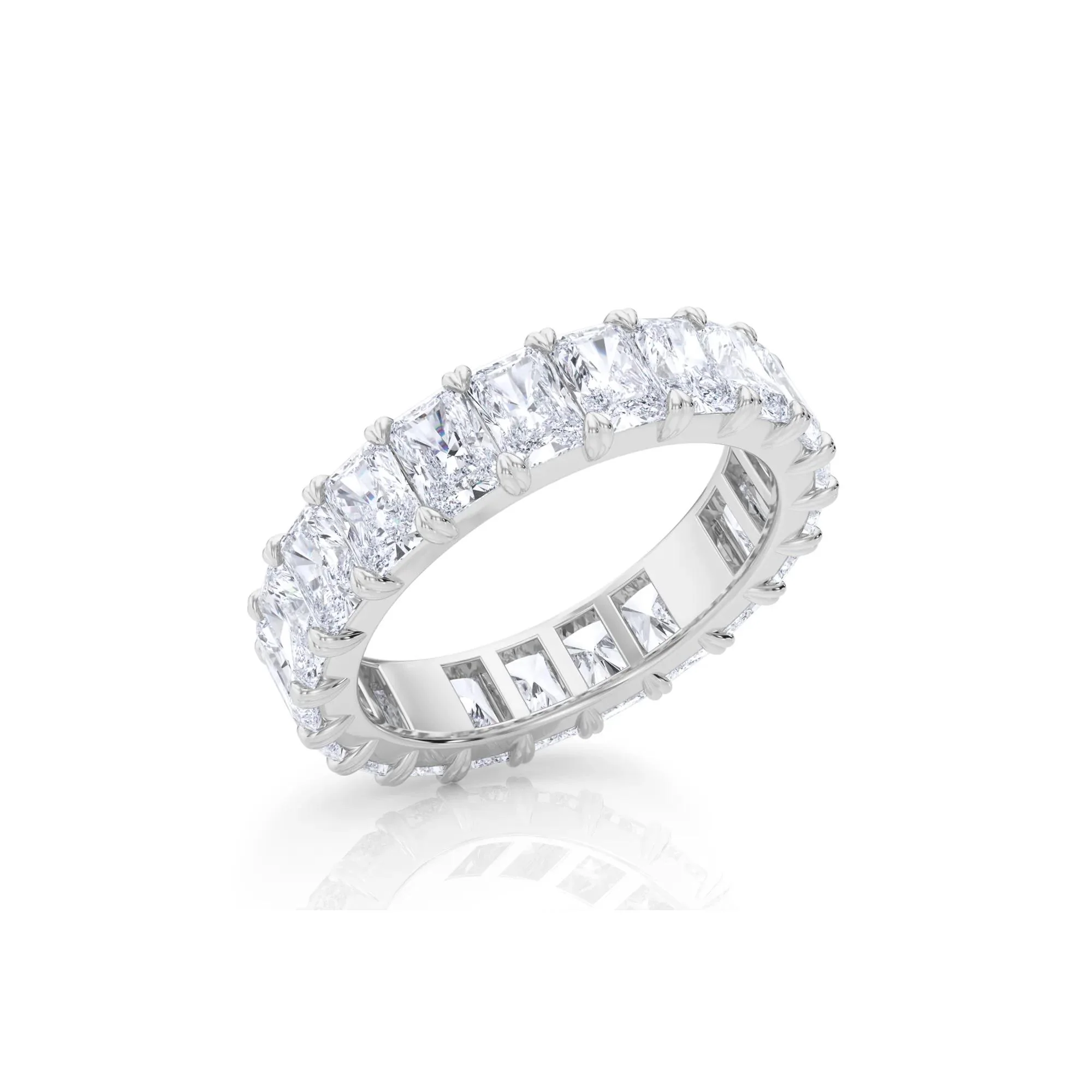 5 CT. Tw. Lab Grown Diamond Radiant-Cut Eternity Band Ring Platinum White Size 7.5 - Image 4