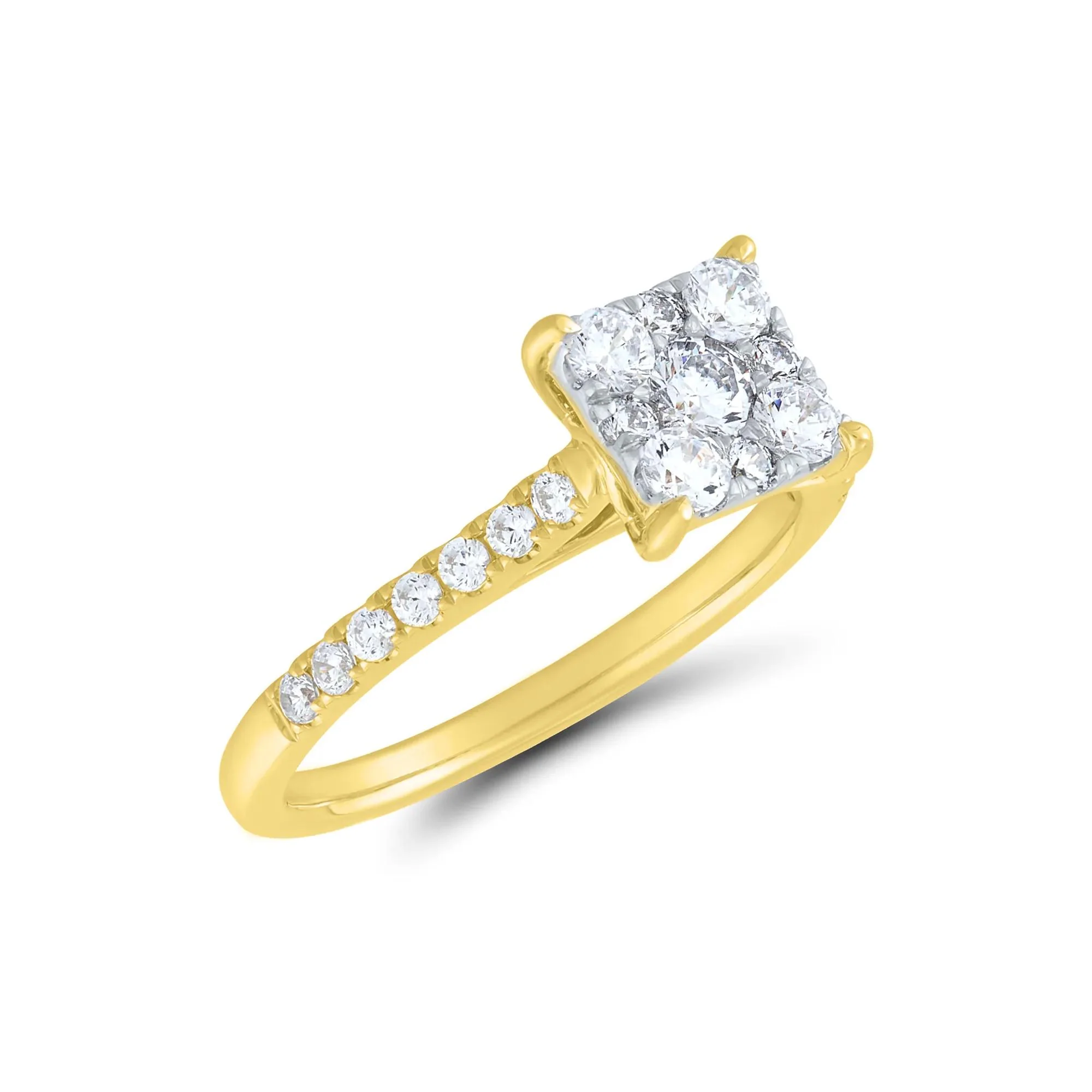 1/2 CT. Tw. Diamond Composite Engagement Ring Set 10K Yellow Gold Round Brilliant Cut Size 6.5 1mm - Image 4