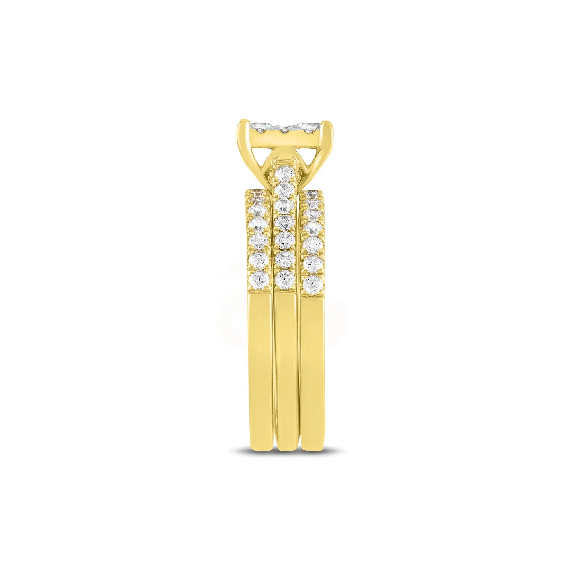1/2 CT. Tw. Diamond Composite Engagement Ring Set 10K Yellow Gold Round Brilliant Cut Size 7 1mm - Image 3