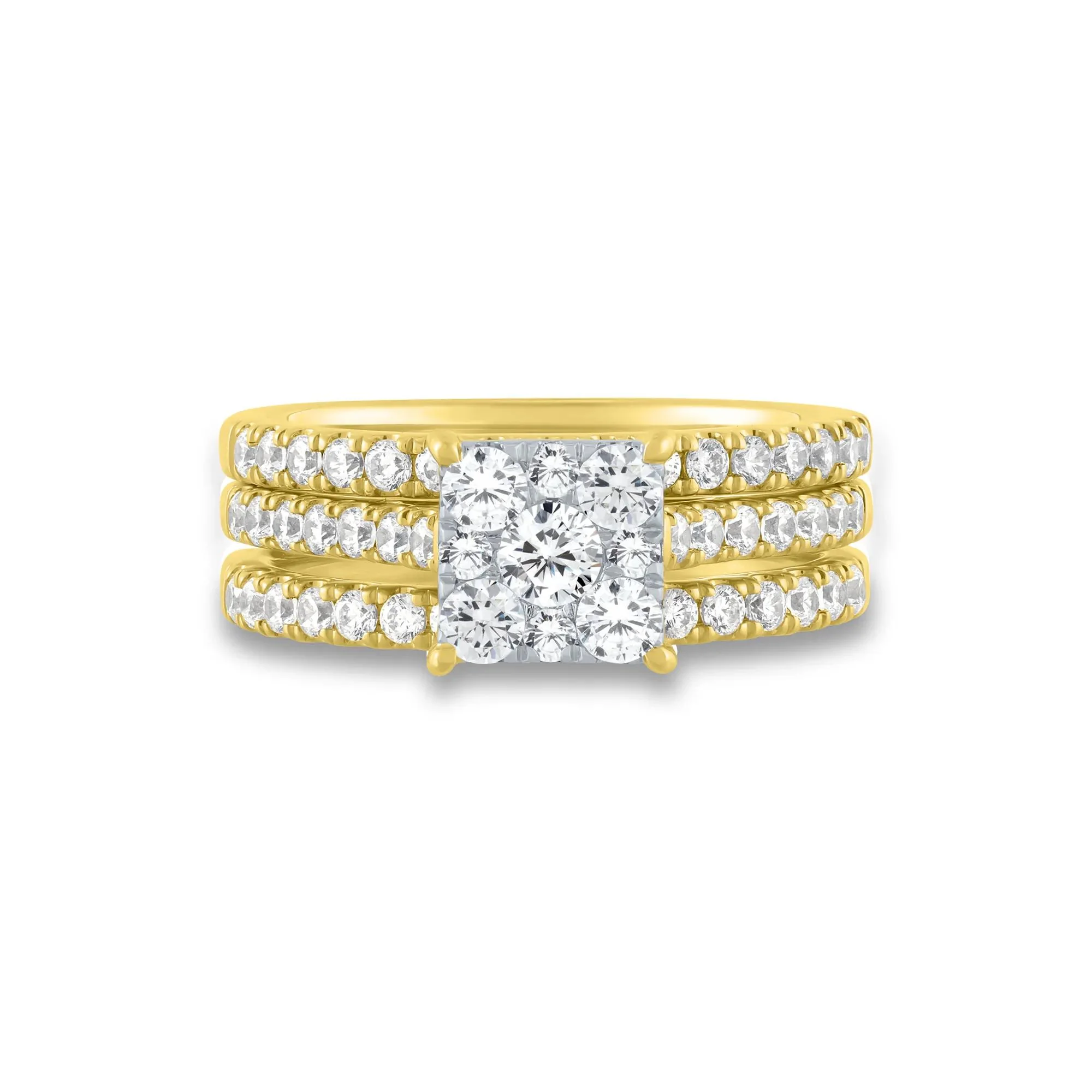 1/2 CT. Tw. Diamond Composite Engagement Ring Set 10K Yellow Gold Round Brilliant Cut Size 8 1mm