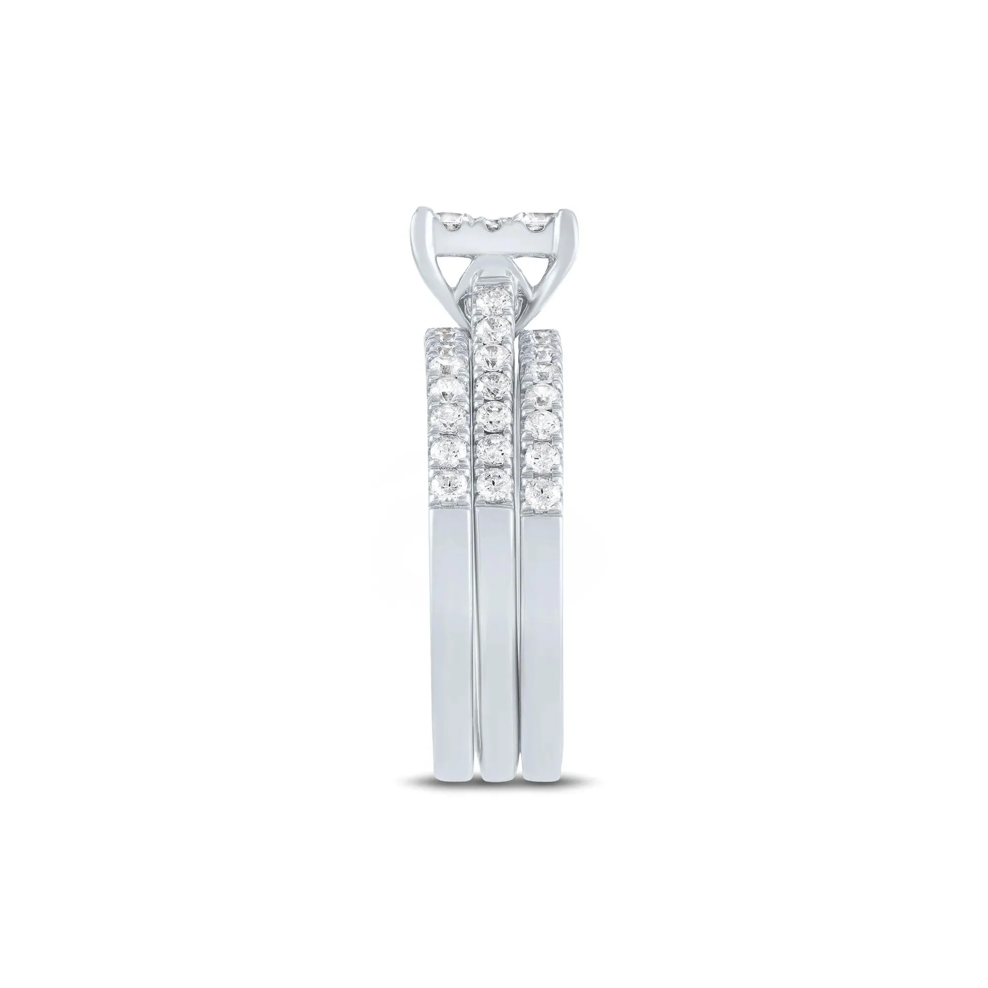 1/2 CT. Tw. Diamond Composite Engagement Ring Set 10K White Gold Round Brilliant Cut Size 6 1mm - Image 3