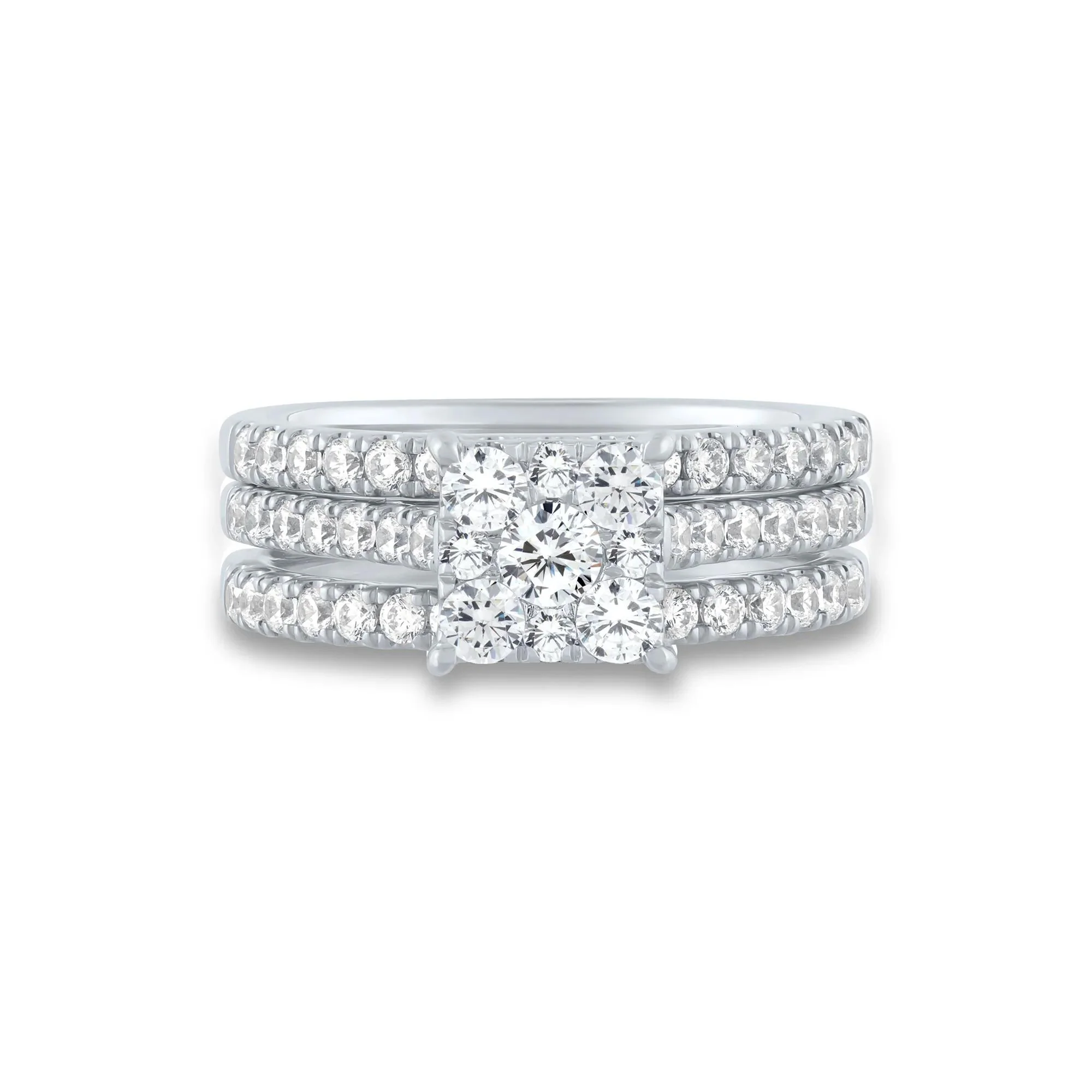 1/2 CT. Tw. Diamond Composite Engagement Ring Set 10K White Gold Round Brilliant Cut Size 8.5 1mm