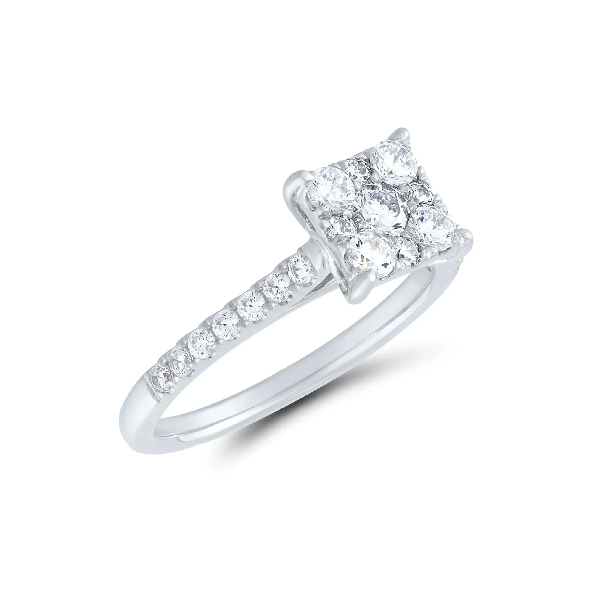 1/2 CT. Tw. Diamond Composite Engagement Ring Set 10K White Gold Round Brilliant Cut Size 8.5 1mm - Image 4